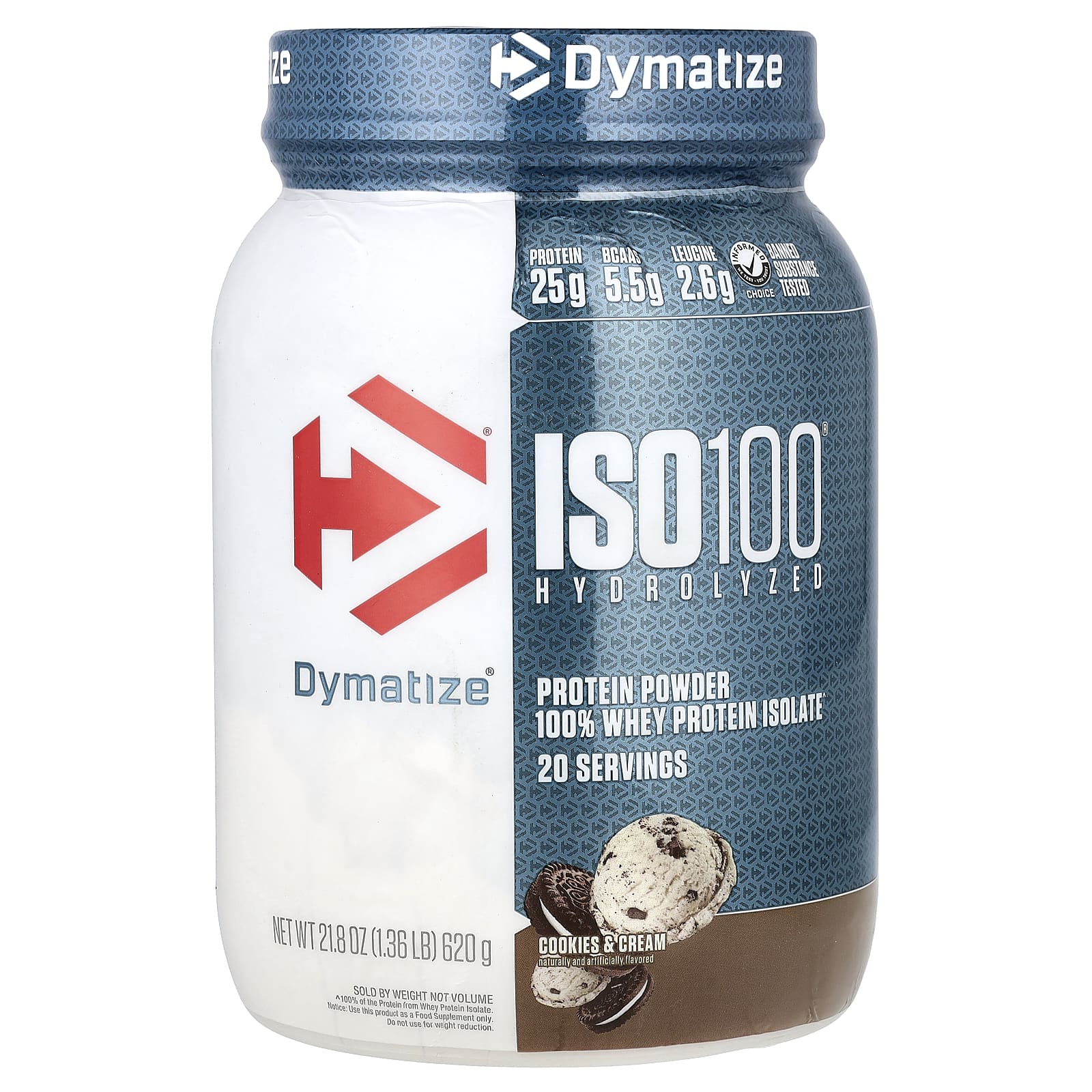 Dymatize ISO100 Hydrolyzed – Cookies & Cream – 620 g — Tunisie