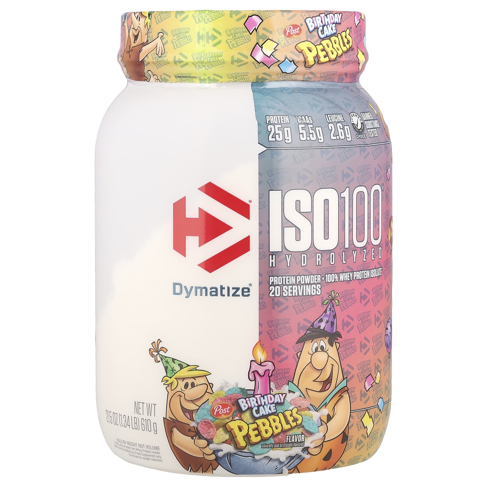 Dymatize ISO100 Hydrolyzed – Pebbles Birthday Cake – 610 g — Tunisie