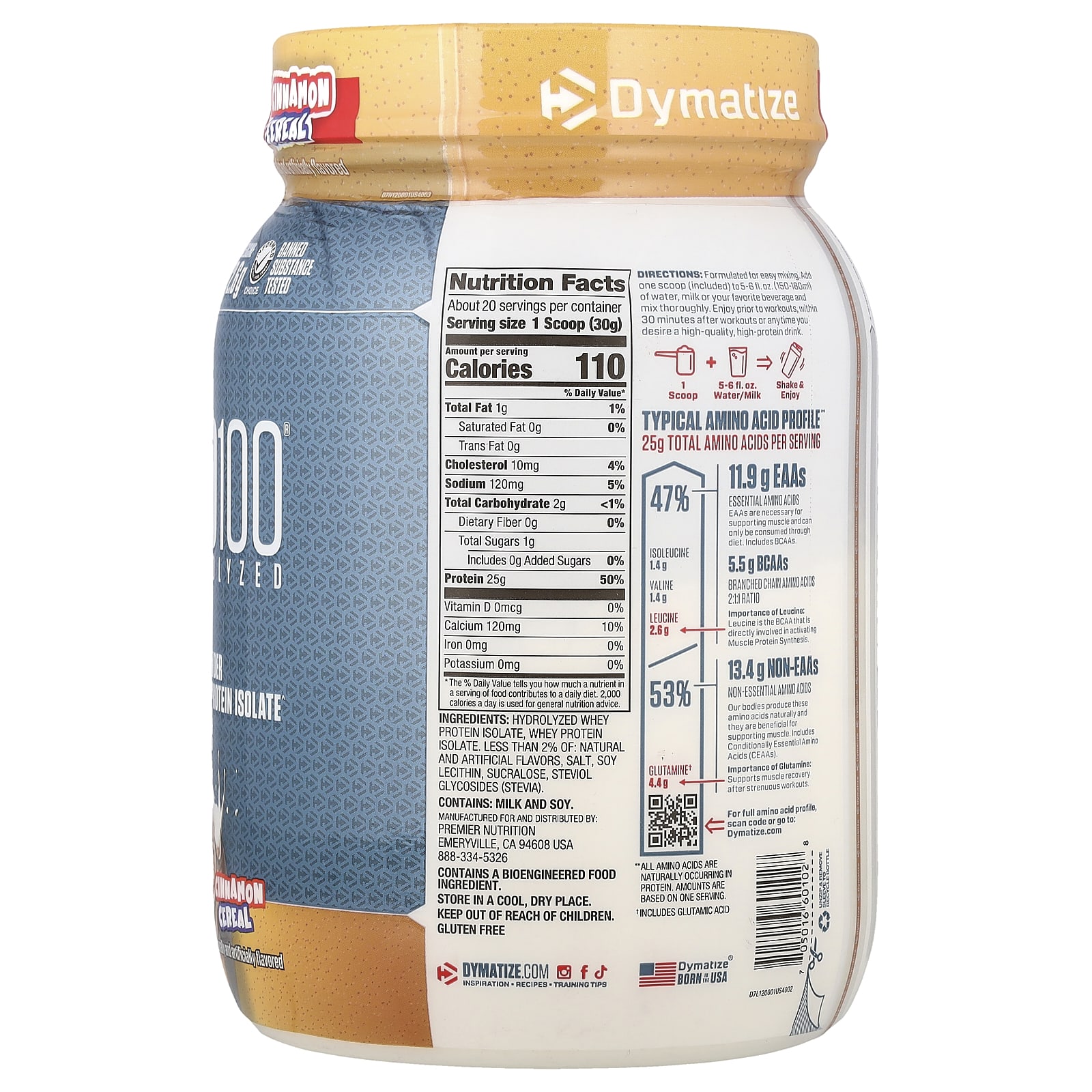 Dymatize ISO100 Hydrolyzed – Cinnamon Cereal – 610 g — photo 2 sur 2