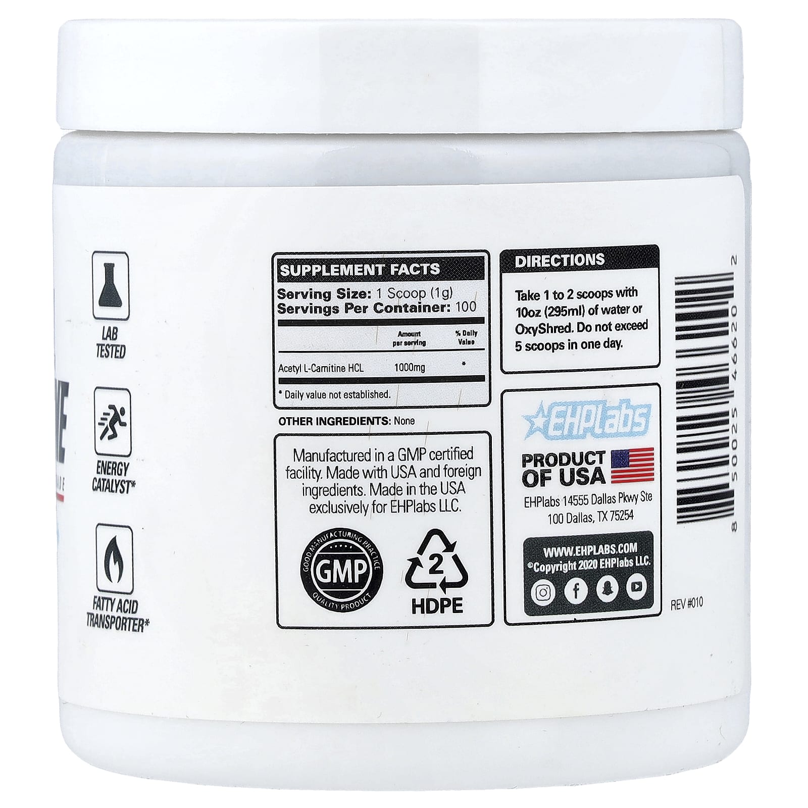 EHPlabs Acetyl L-Carnitine – 100 g — photo 2 sur 2