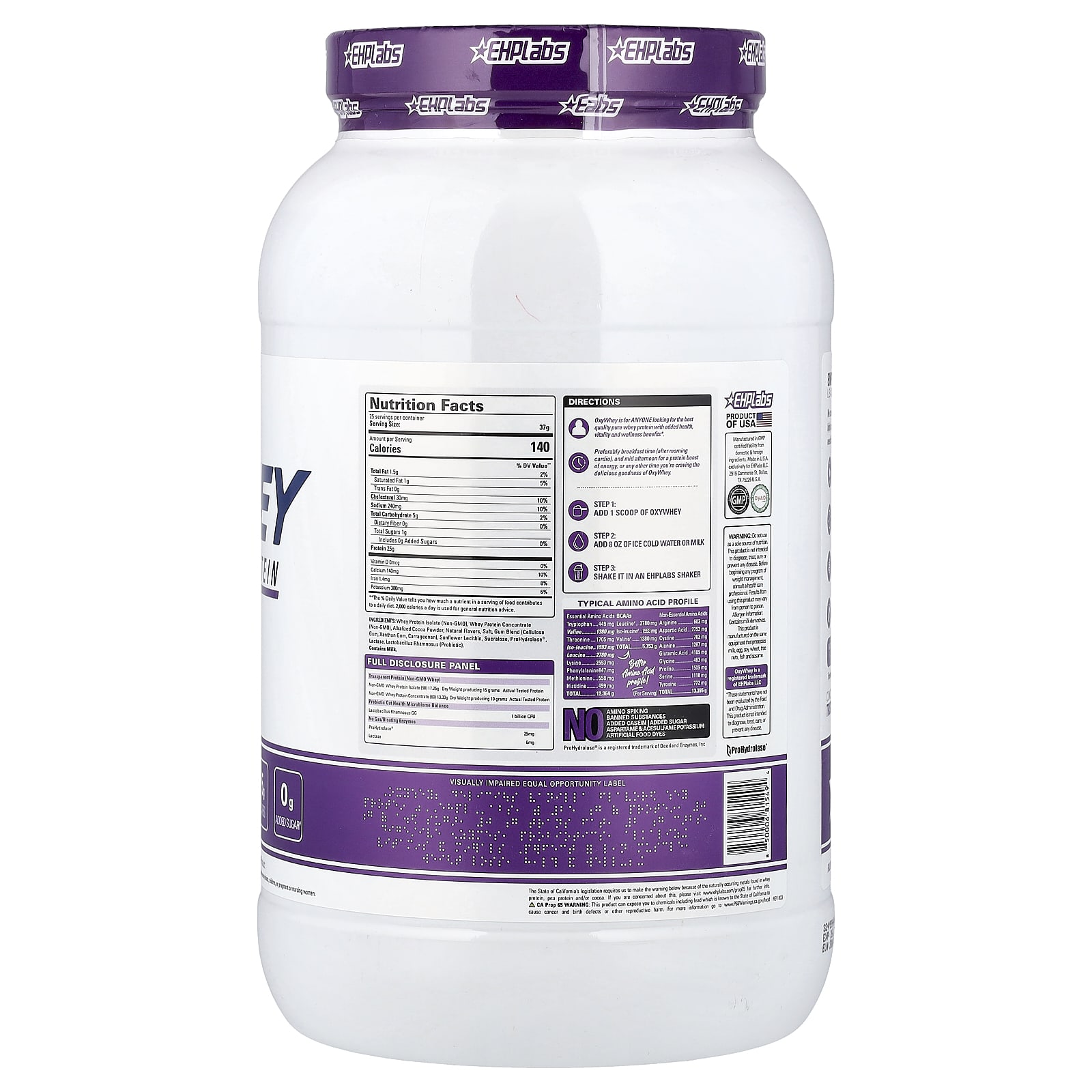 EHPlabs OxyWhey, Daily Lean Whey Protein – Delicious Chocolate – 925 g — photo 2 sur 2