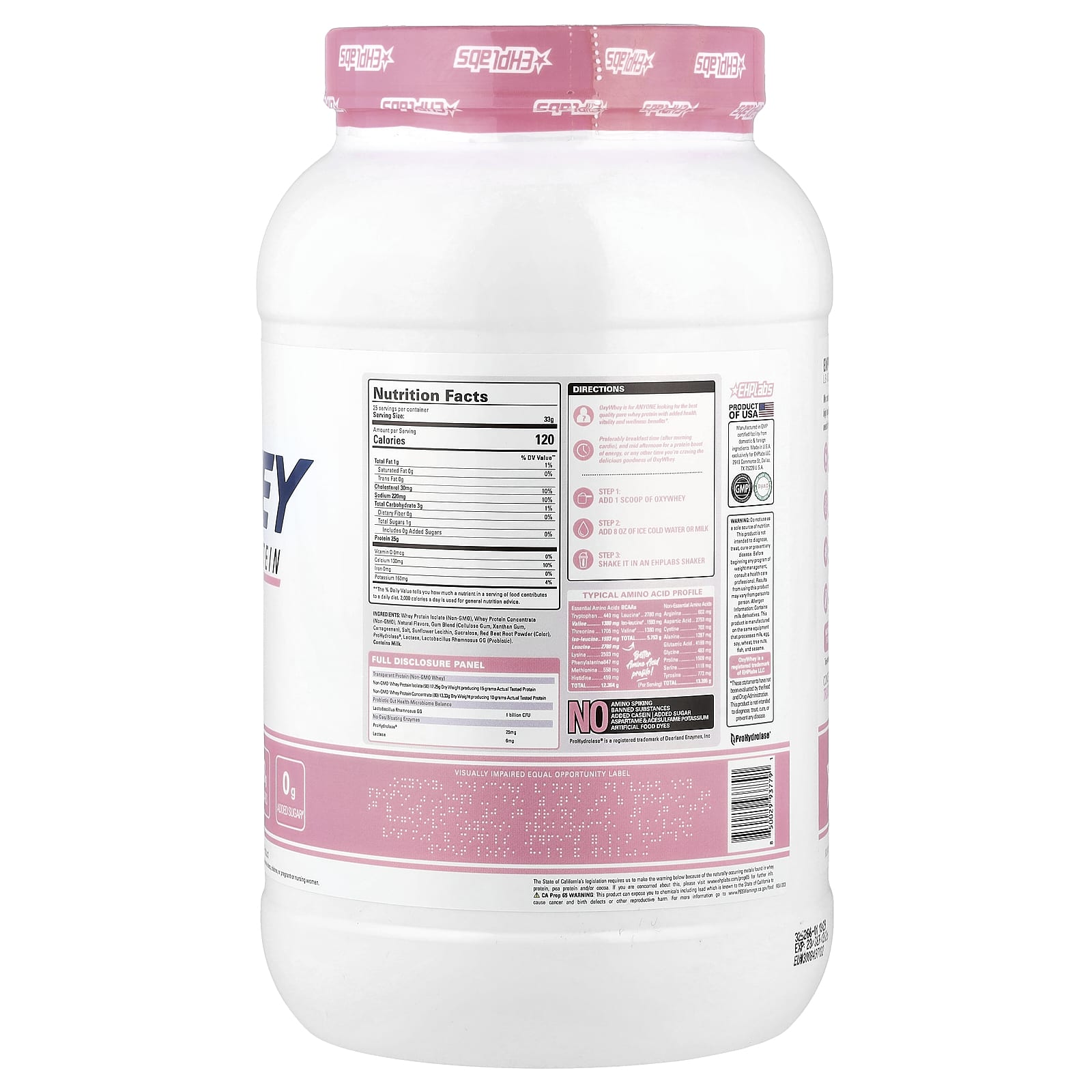 EHPlabs OxyWhey, Daily Lean Whey Protein – Strawberry Milkshake – 825 g — photo 2 sur 2