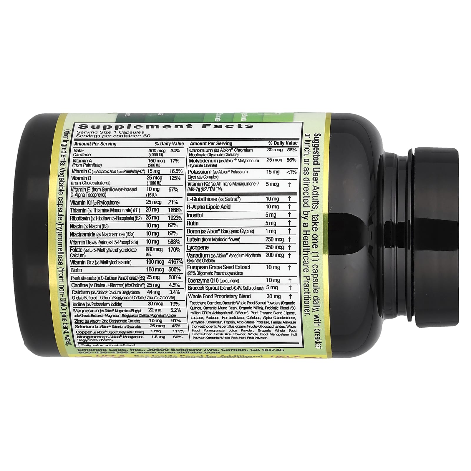 Emerald Laboratories Coenzymated Women's 45+ 1-Daily Multi, 60 Vegetable Capsules — photo 2 sur 2