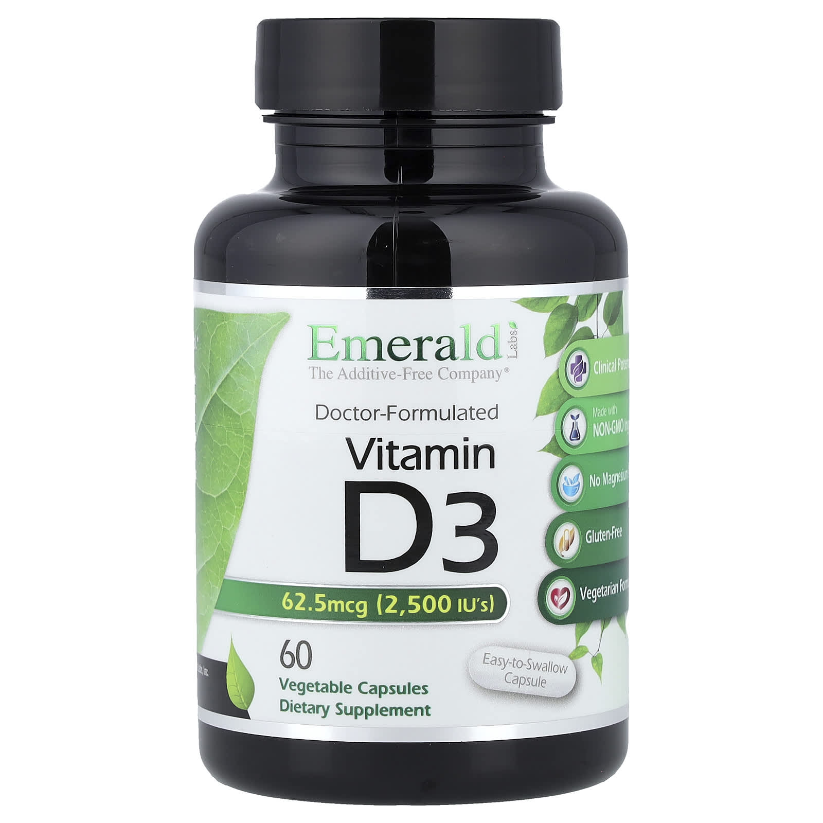 Emerald Laboratories Vitamin D3, 60 Vegetable Capsules — Tunisie