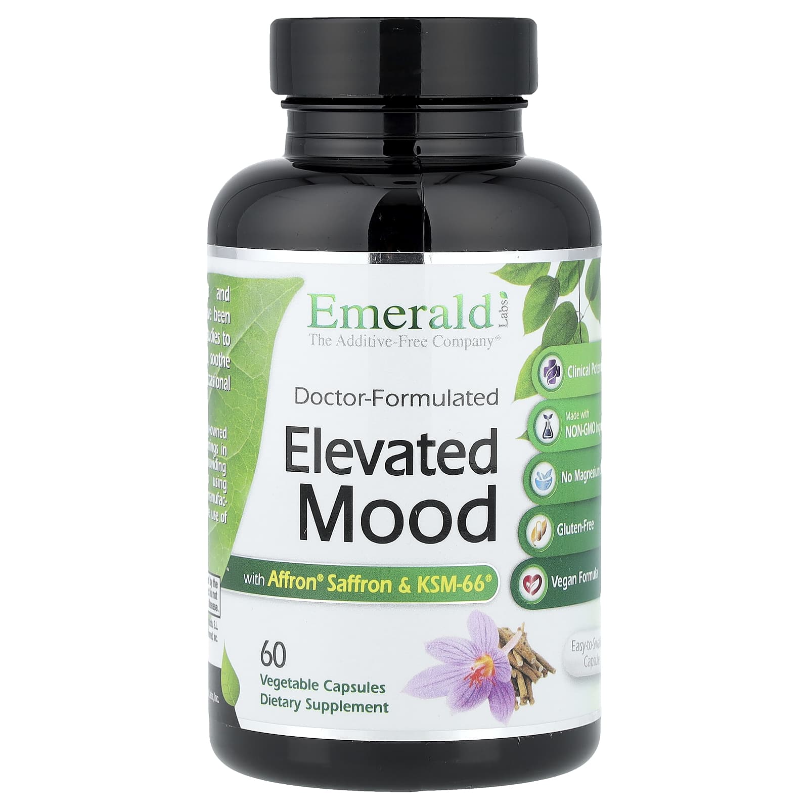 Emerald Laboratories Elevated Mood with Affron Saffron & KSM-66, 60 Vegetable Capsules — Tunisie