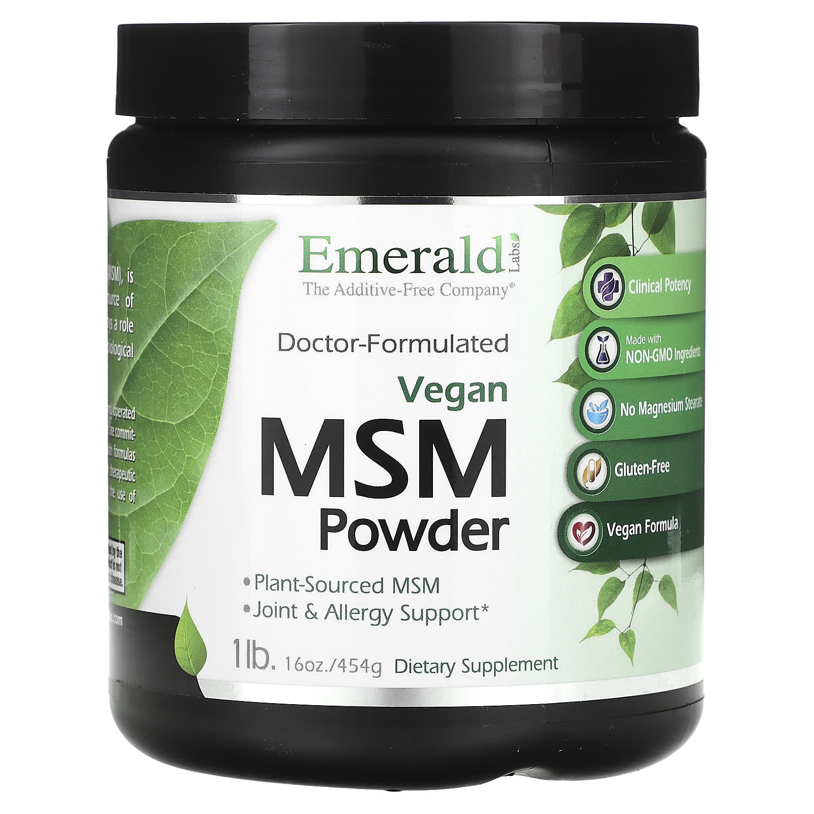 Emerald Laboratories Vegan MSM Powder – 454 g — Tunisie