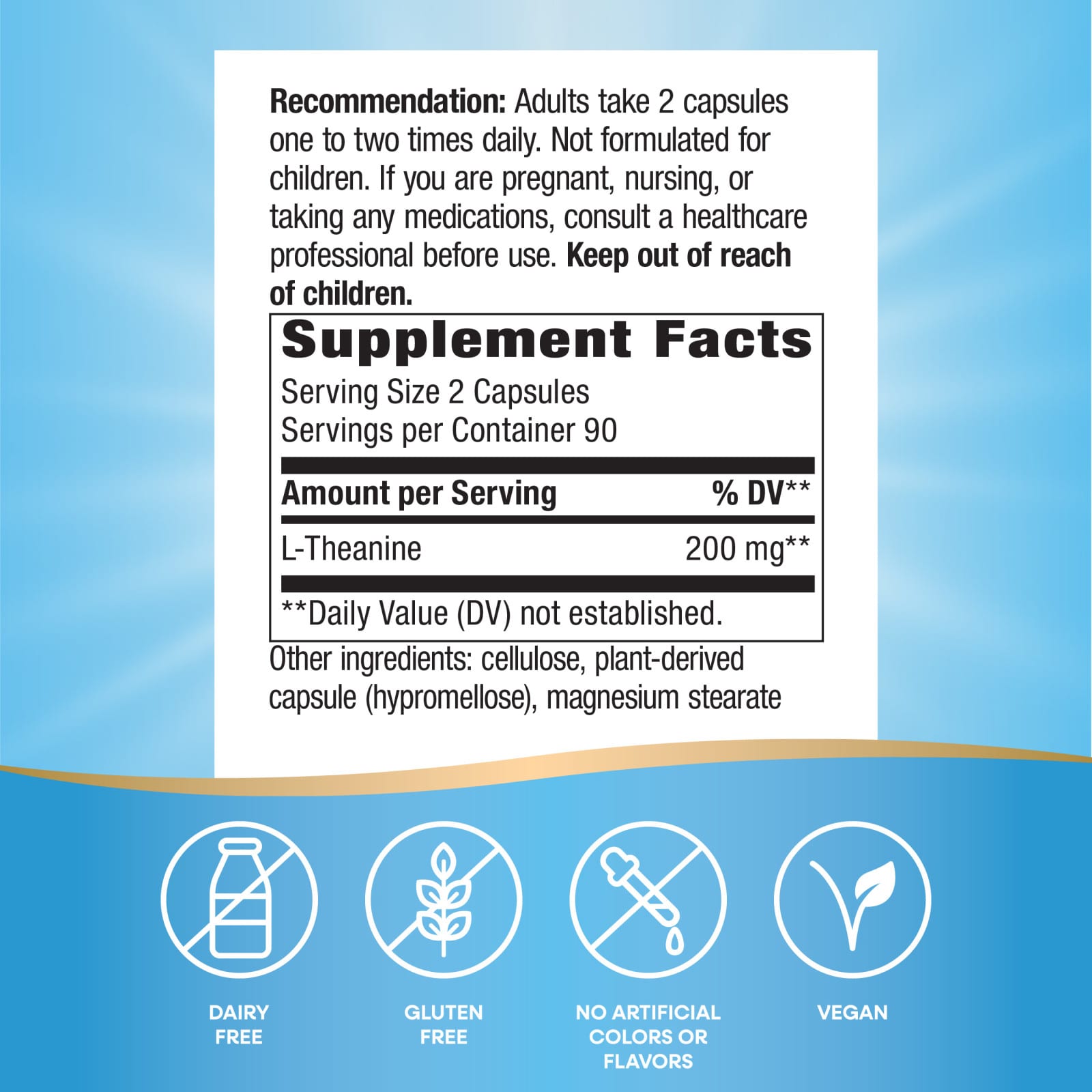 Nature's Way L-Theanine – 180 gélules véganes — étiquette 5