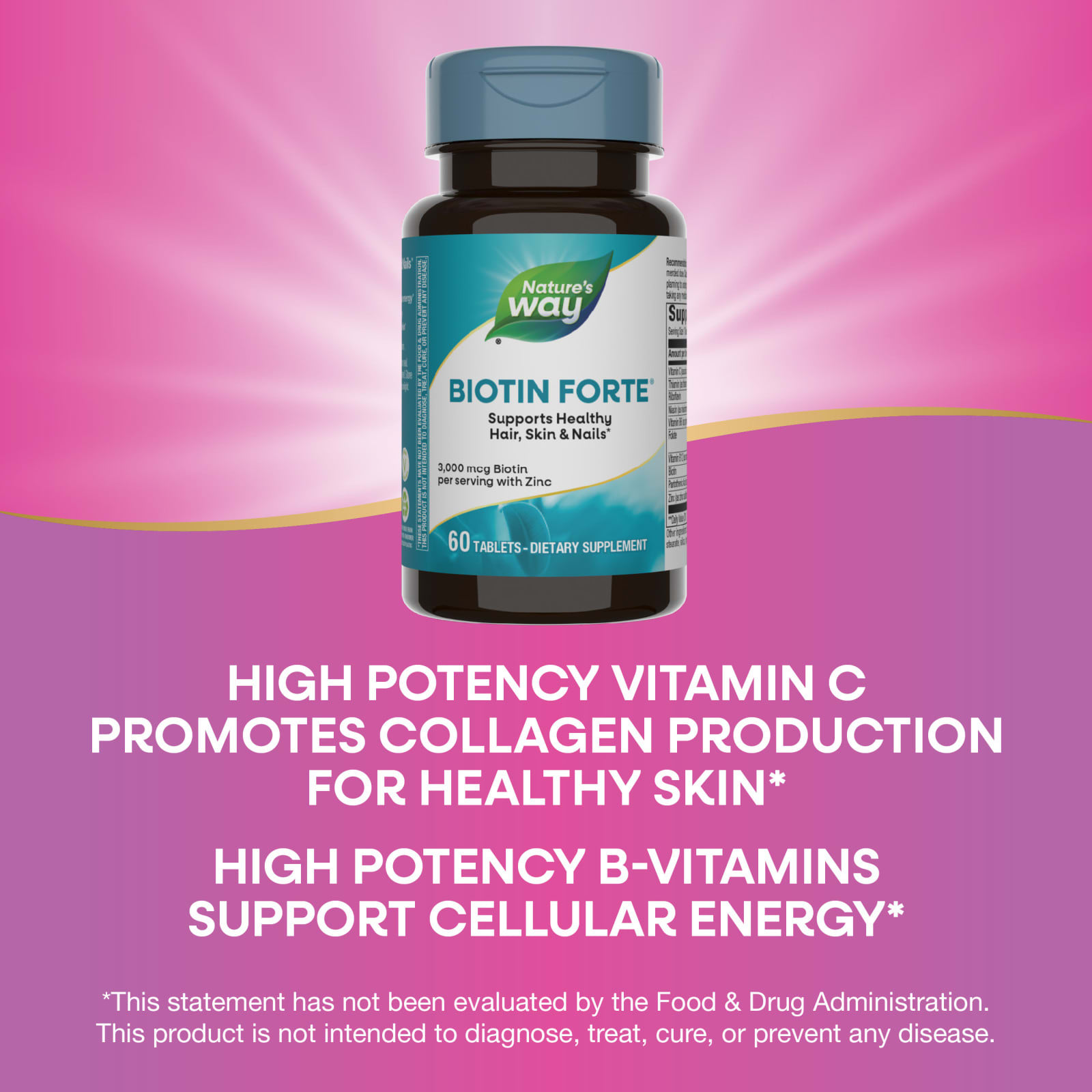 Nature's Way Biotin Forte with Zinc – 60 comprimés — étiquette 3