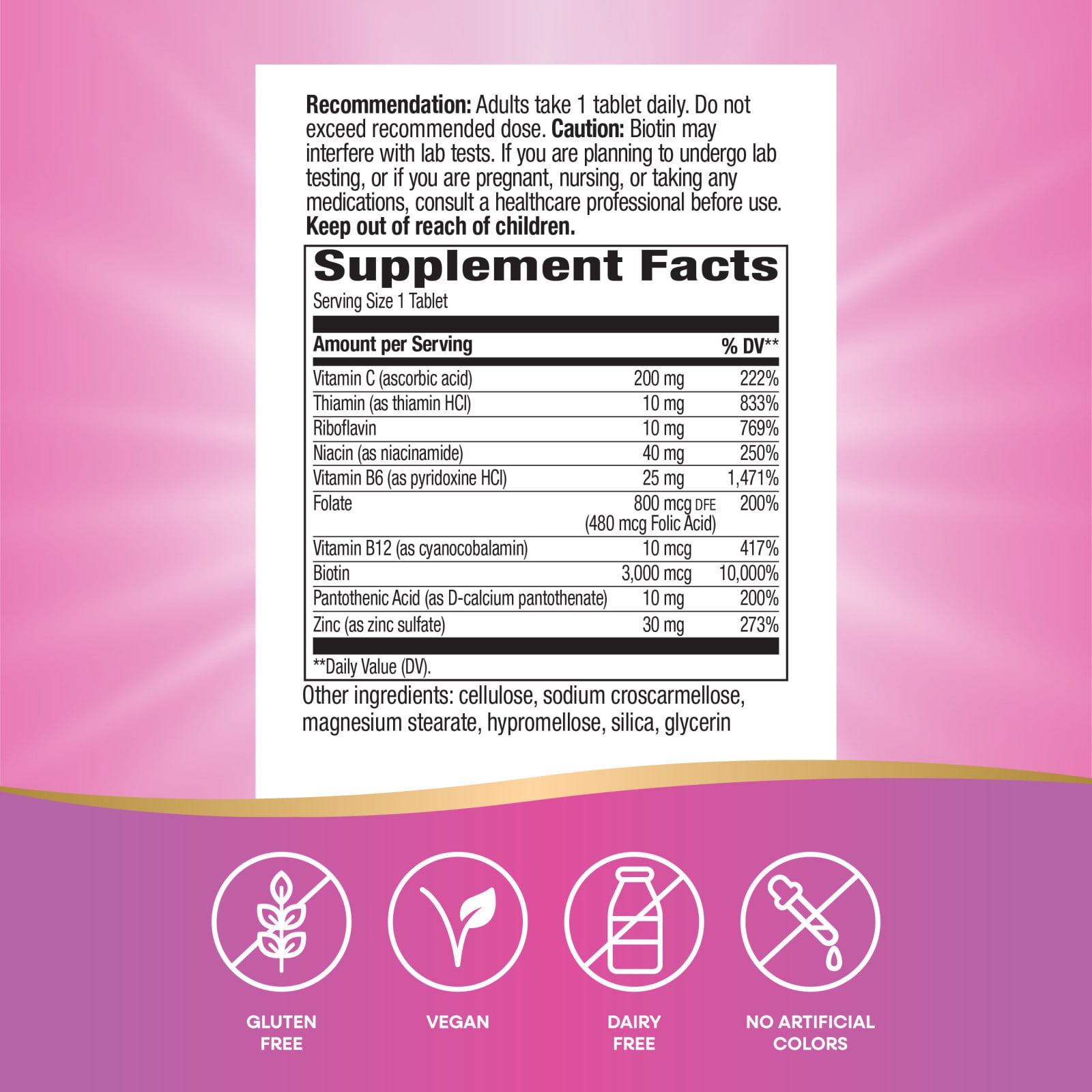 Nature's Way Biotin Forte with Zinc – 60 comprimés — étiquette 5