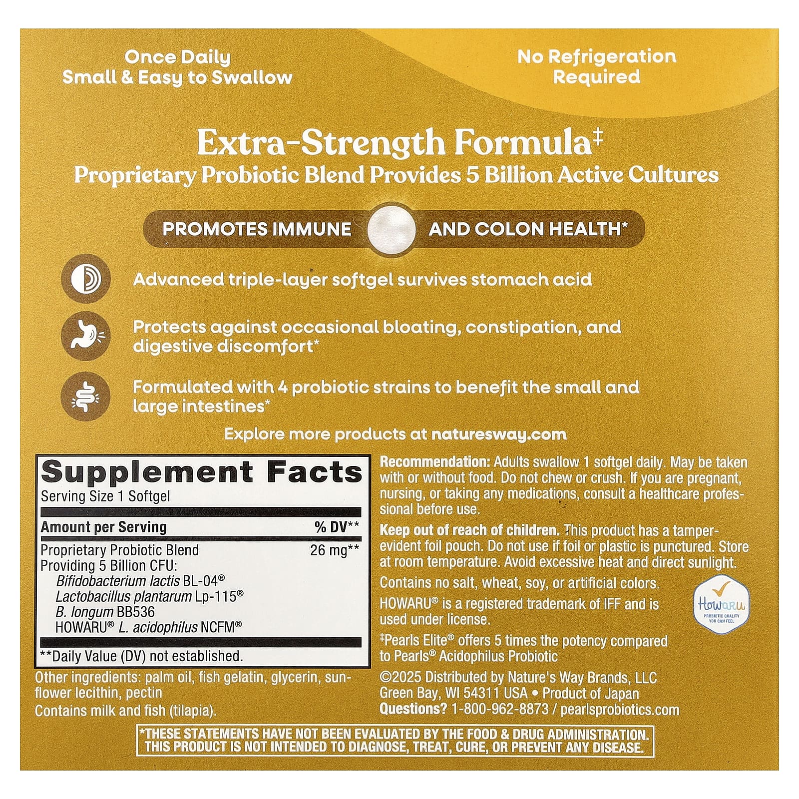 Nature's Way Pearls Elite Probiotic – 30 capsules molles — photo 2 sur 2