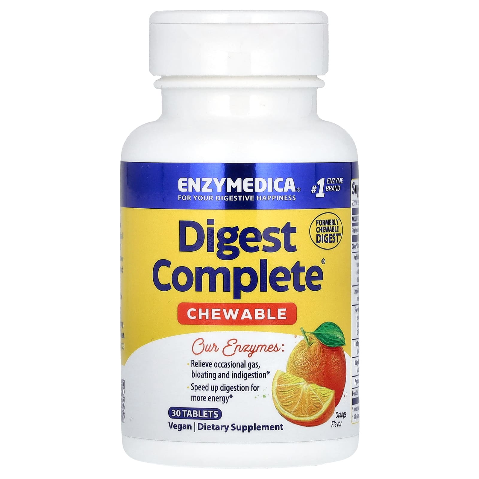 Enzymedica Chewable Digest Complete – Orange – 30 comprimés — Tunisie