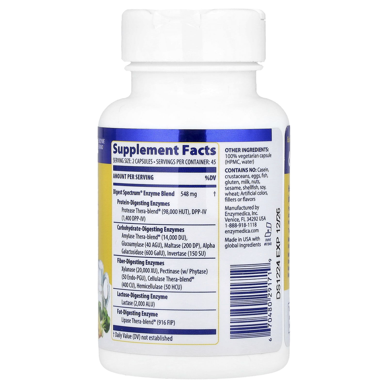 Enzymedica Digest Spectrum – 90 gélules — photo 2 sur 2
