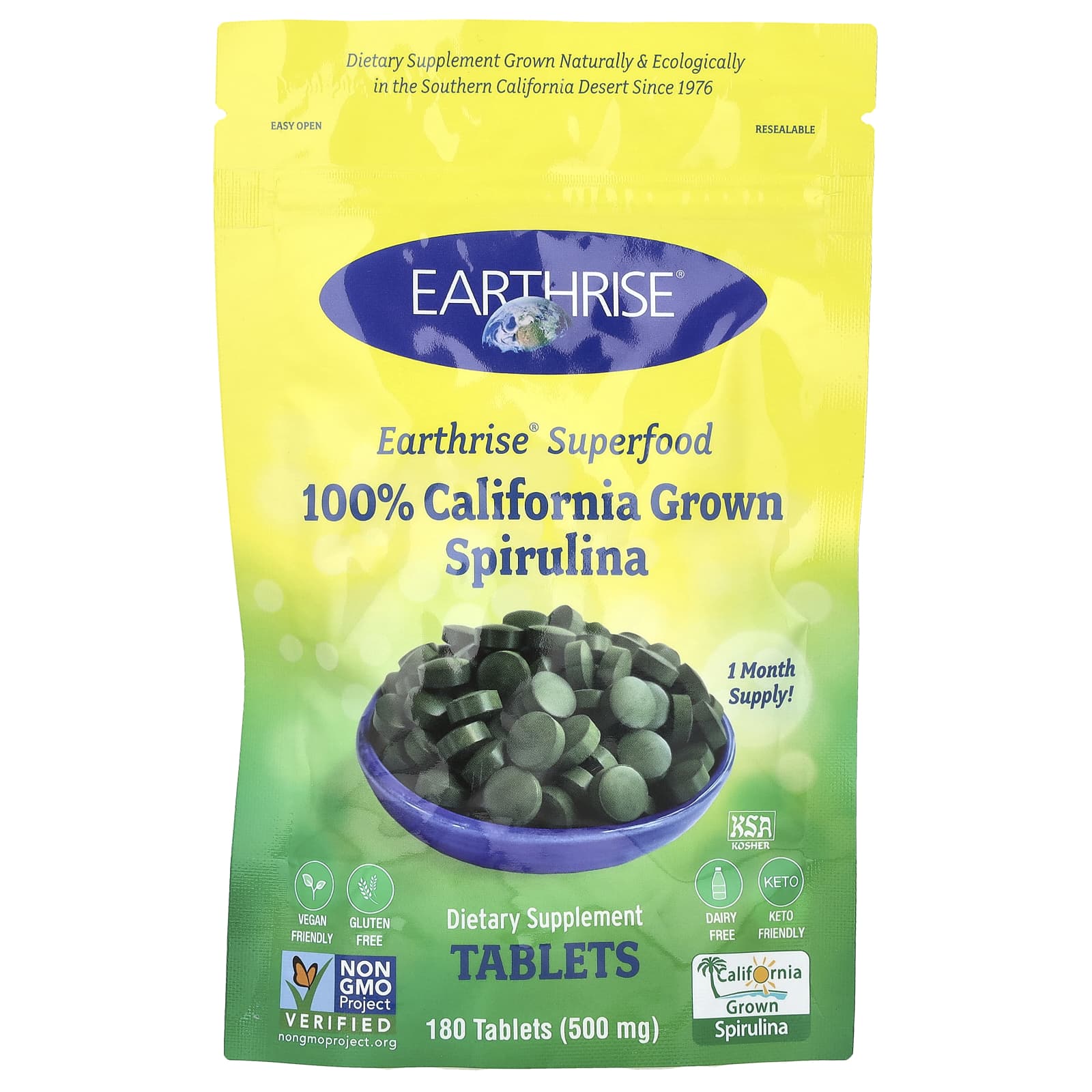 Earthrise 100% California Grown Spirulina – 180 comprimés — Tunisie