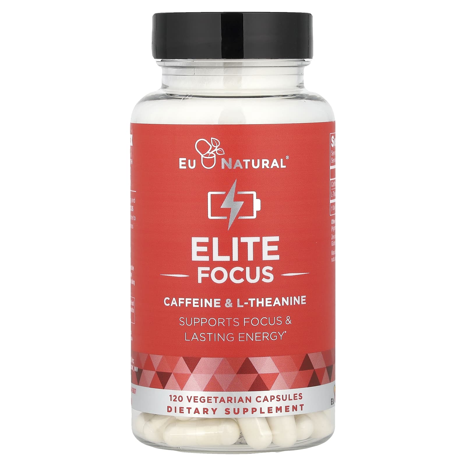 Eu Natural Elite Focus, Caffeine & L-Theanine – 120 gélules végétales — Tunisie