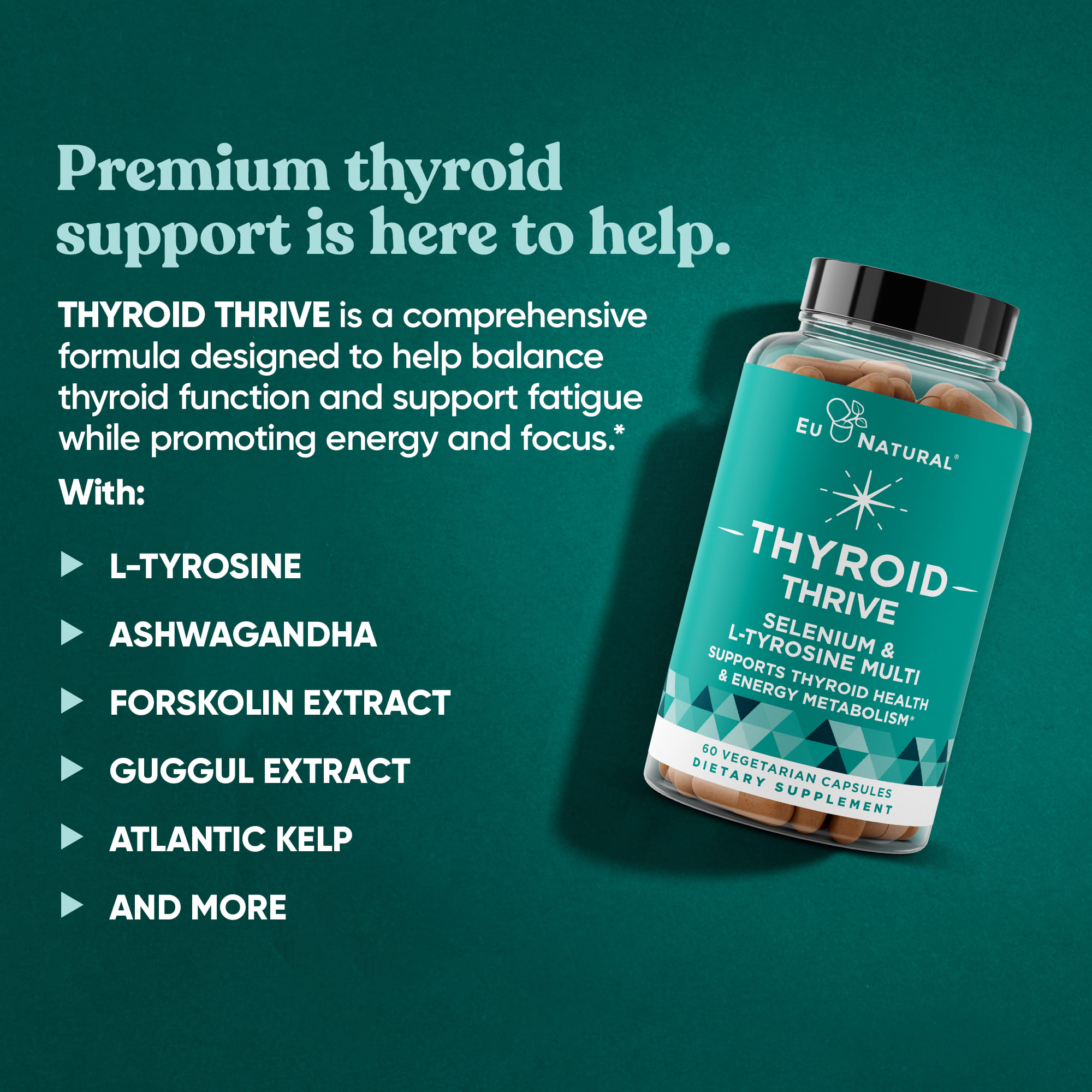 Eu Natural Thyroid Spark, Selenium & L-Tyrosine Multi – 60 gélules végétales — étiquette 2