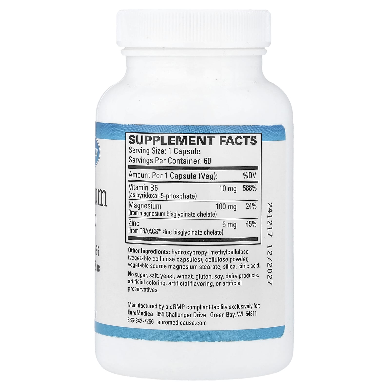 EuroMedica Magnesium + P5P – 60 gélules — photo 2 sur 2