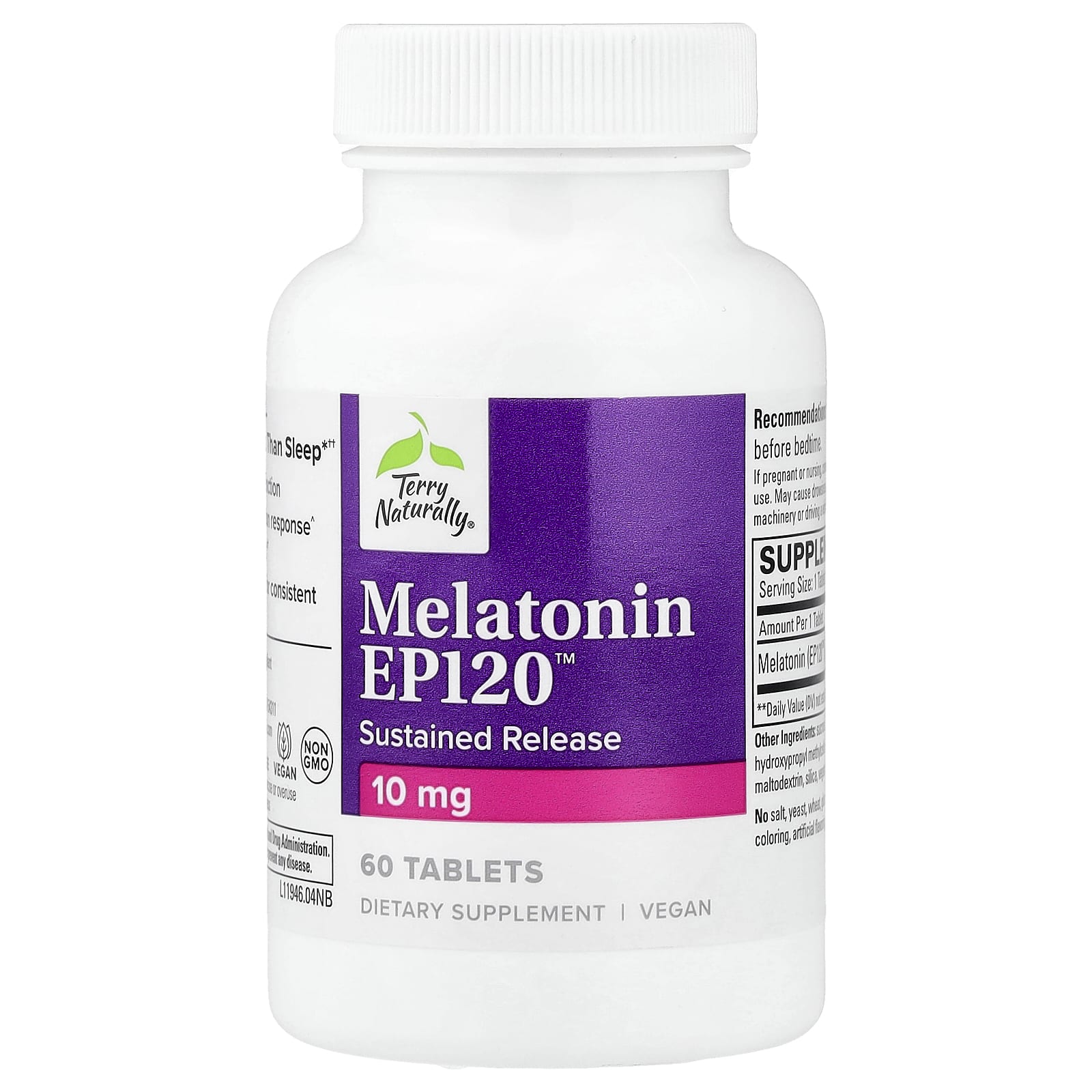 Terry Naturally Melatonin EP120 – 10 mg – 60 comprimés — étiquette 1