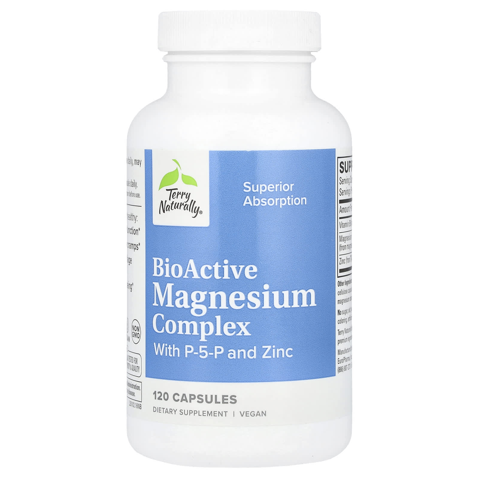 Terry Naturally BioActive Magnesium Complex with P-5-P and Zinc – 120 gélules — Tunisie