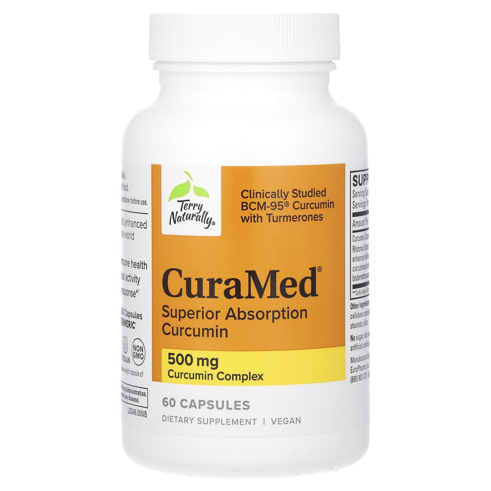 Terry Naturally CuraMed, Superior Absorption Curcumin – 60 gélules — étiquette 1