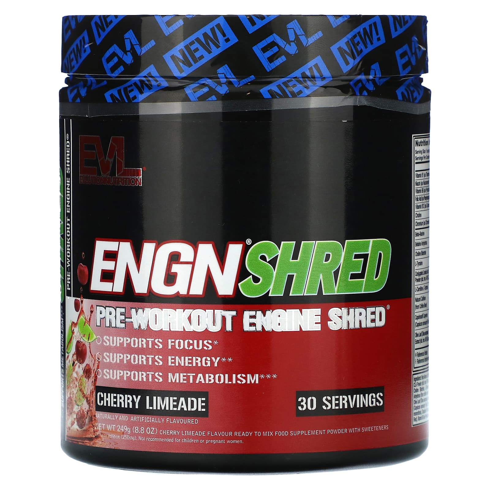 EVLution Nutrition ENGN Shred, Pre-Workout Engine Shred – Cherry Limeade – 249 g — Tunisie