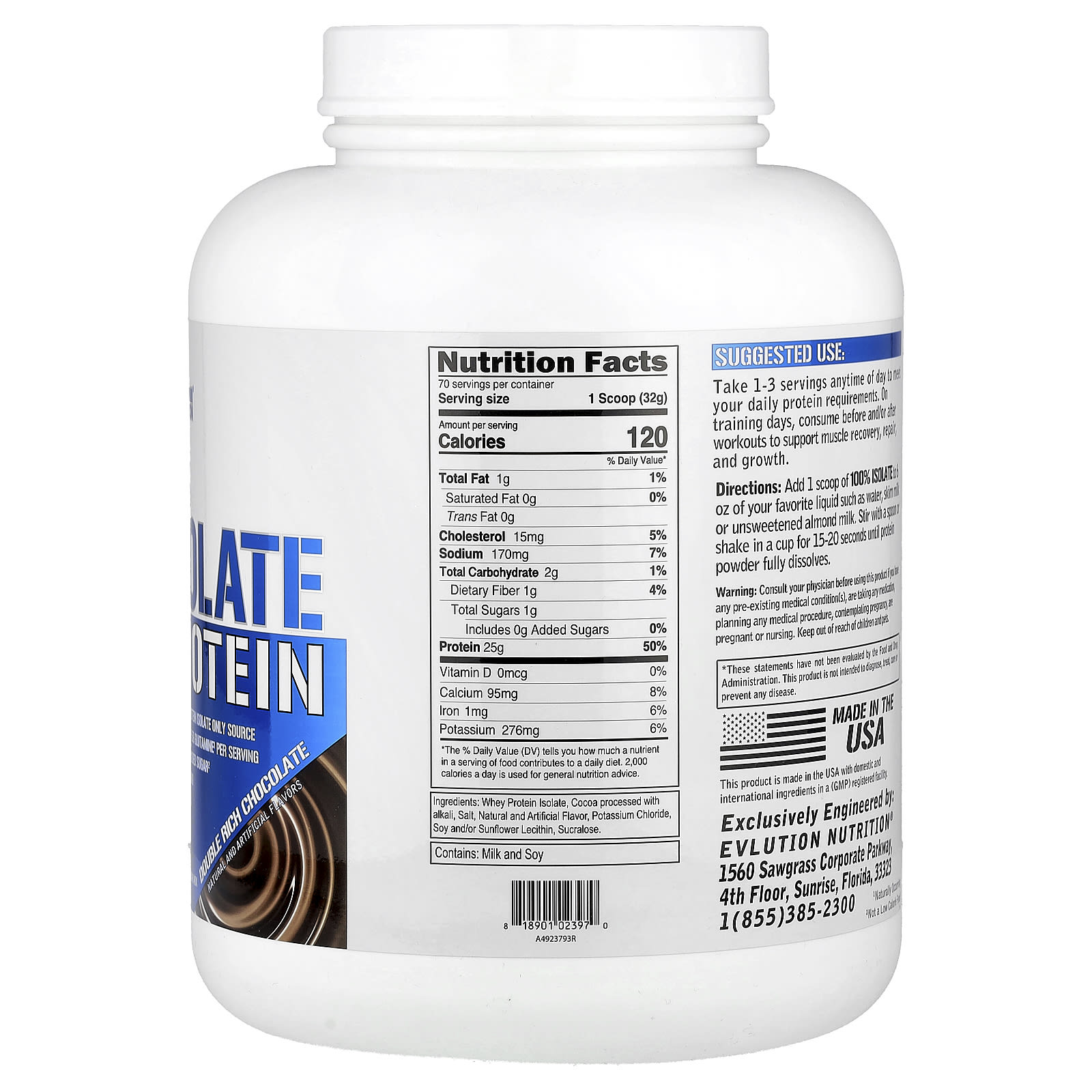EVLution Nutrition 100% Isolate Protein – Double Rich Chocolate – 2,268 kg — photo 2 sur 2
