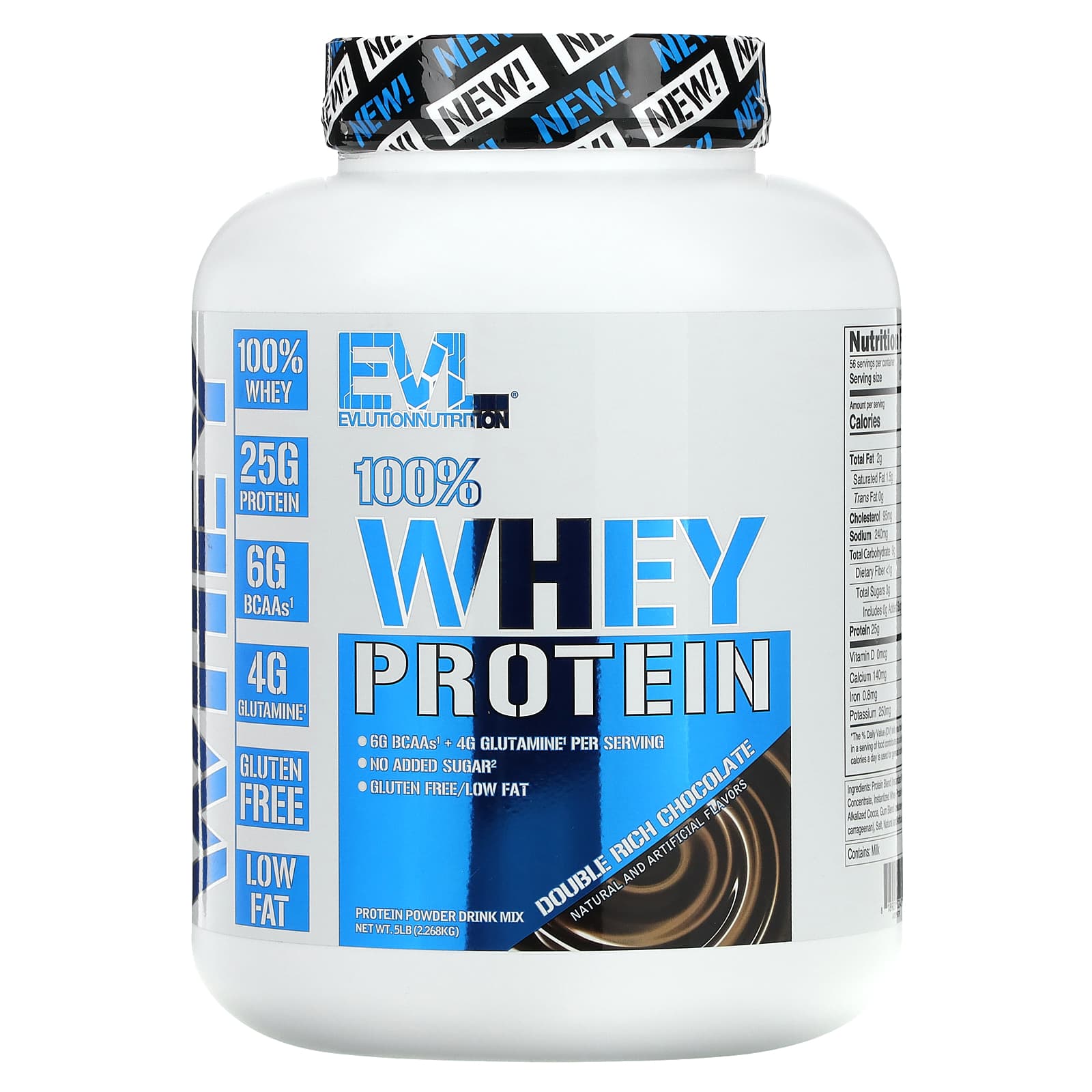 EVLution Nutrition 100% Whey Protein – Double Rich Chocolate – 2,268 kg — Tunisie