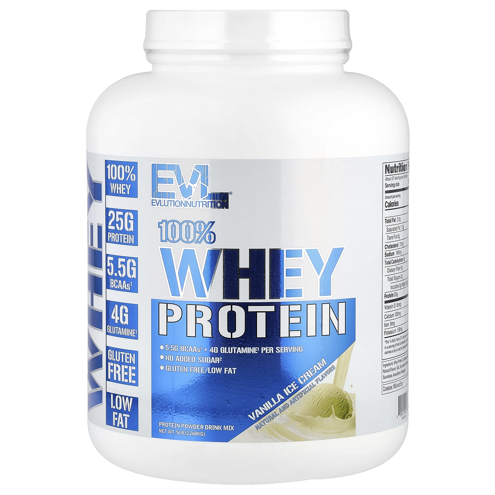 EVLution Nutrition 100% Whey Protein – Vanilla Ice Cream – 2268 kg — Tunisie