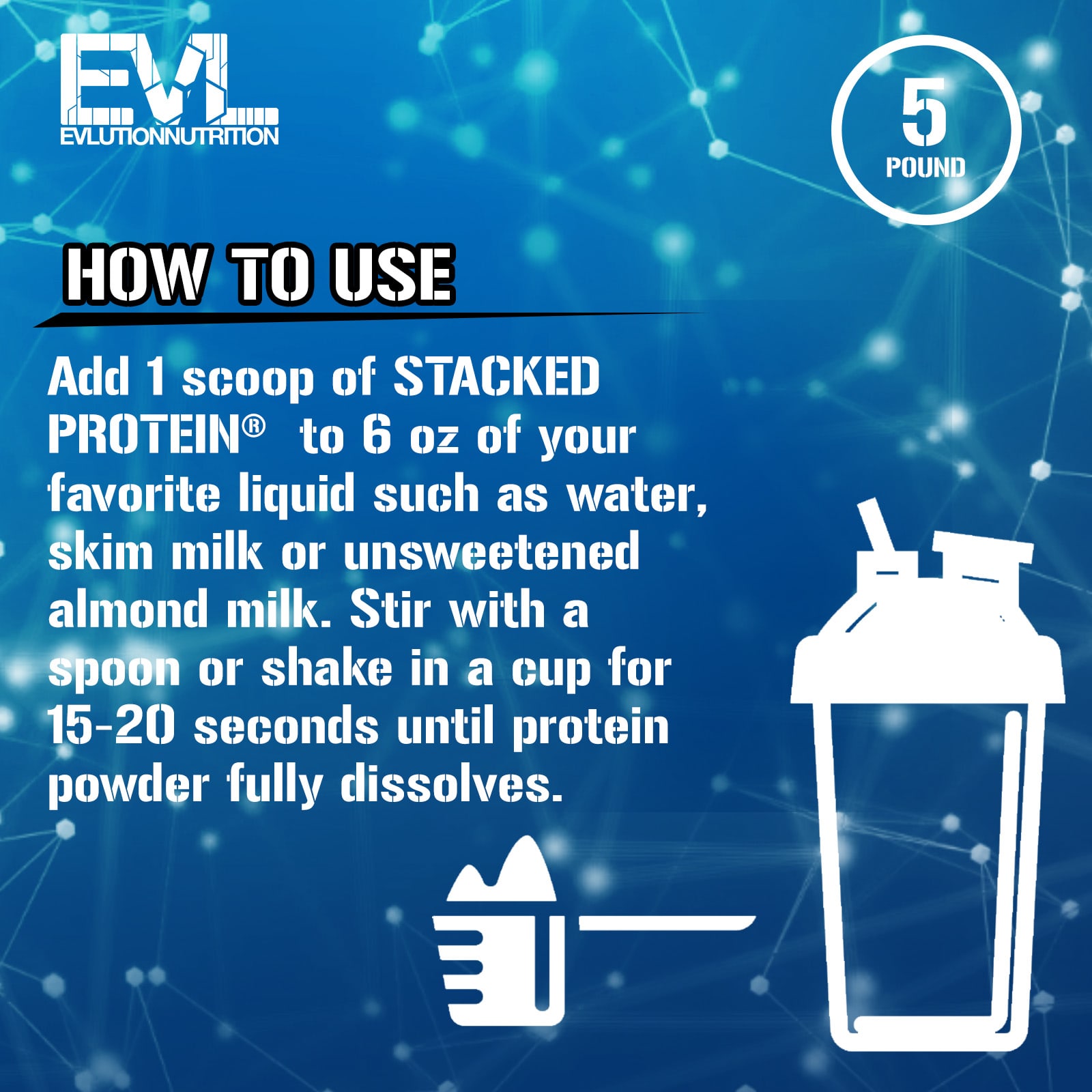 EVLution Nutrition Stacked Protein Powder – Vanilla Ice cream – 2268 kg — étiquette 2