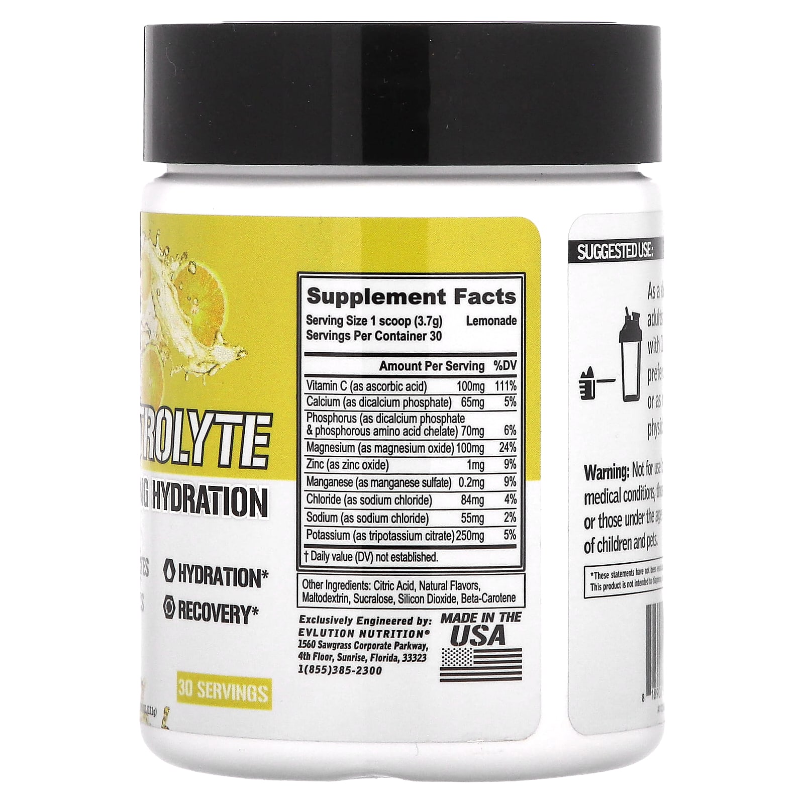 EVLution Nutrition Electrolyte Volumizing Hydration – Lemonade – 111 g — photo 2 sur 2