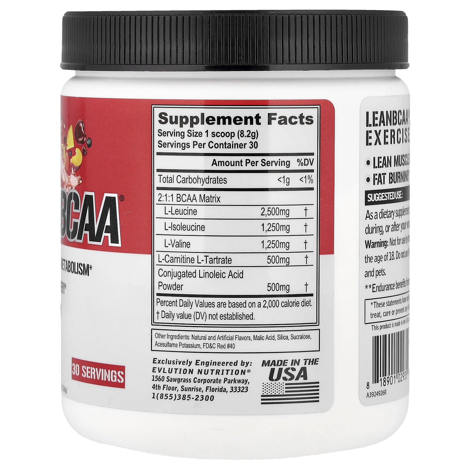 EVLution Nutrition Lean BCAA – Fruit Punch – 246 g — photo 2 sur 2