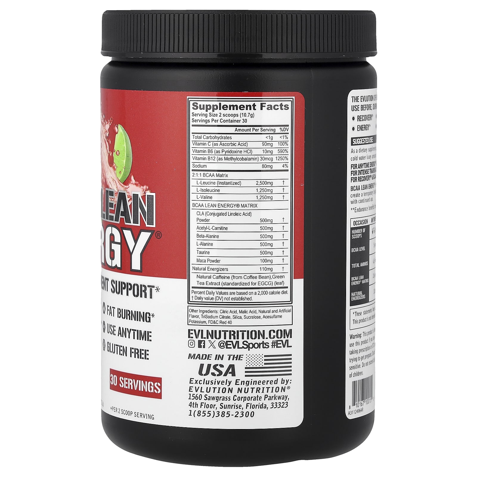 EVLution Nutrition BCAA Lean Energy – Cherry Limeade – 321 g — photo 2 sur 2