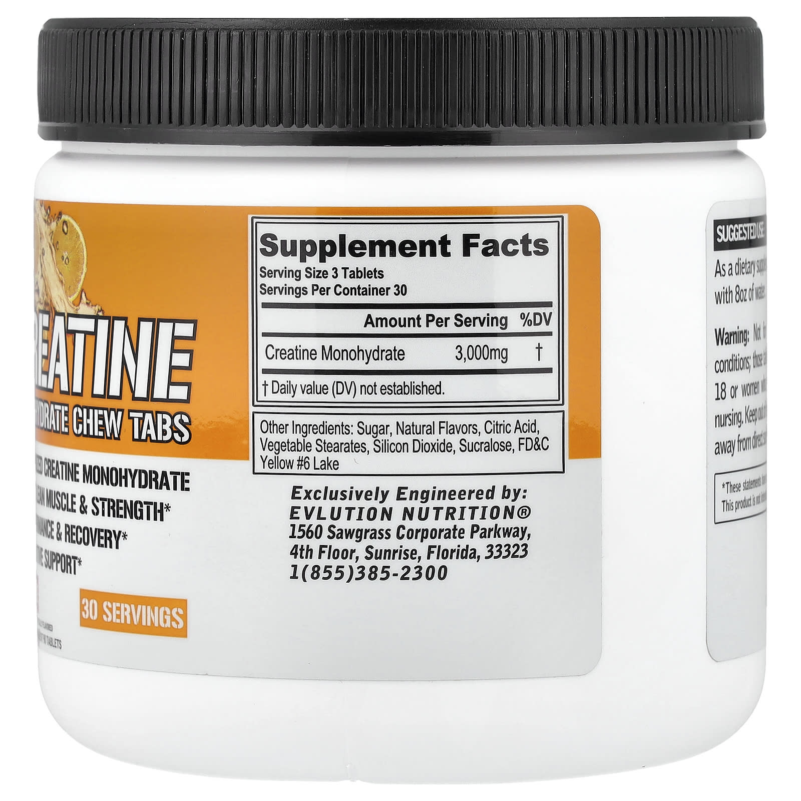 EVLution Nutrition Creatine Monohydrate Chew Tabs – Orange – 90 comprimés — photo 2 sur 2