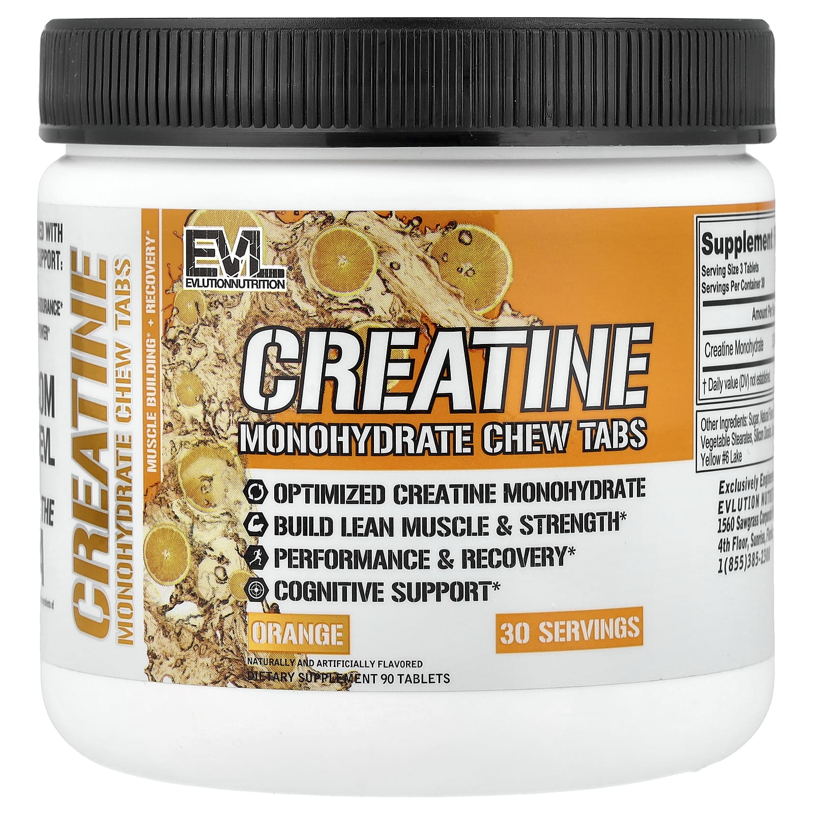 EVLution Nutrition Creatine Monohydrate Chew Tabs – Orange – 90 comprimés — Tunisie