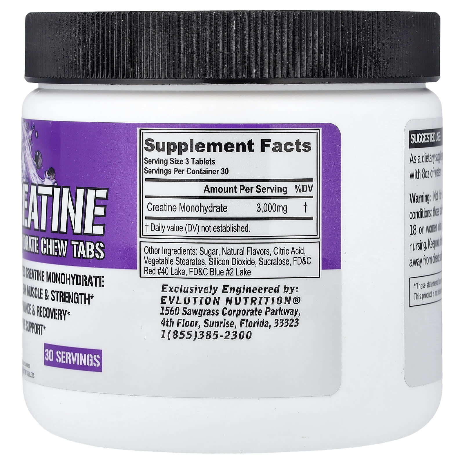 EVLution Nutrition Creatine Monohydrate Chew Tabs – Grape – 90 comprimés — photo 2 sur 2
