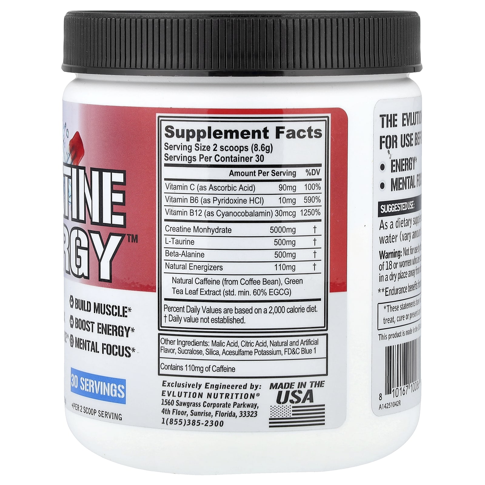 EVLution Nutrition Creatine Energy, Rocket Pop – 258 g — photo 2 sur 2