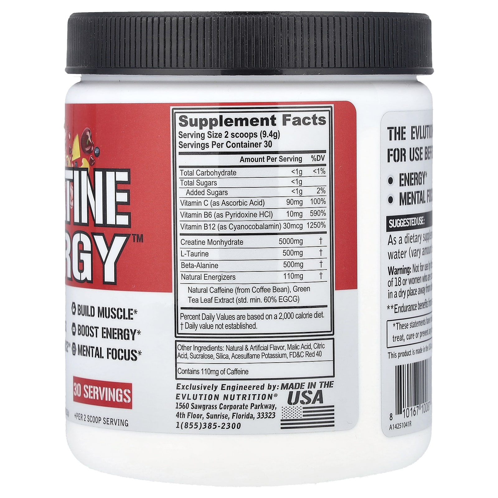 EVLution Nutrition Creatine Energy – Fruit Punch – 282 g — photo 2 sur 2