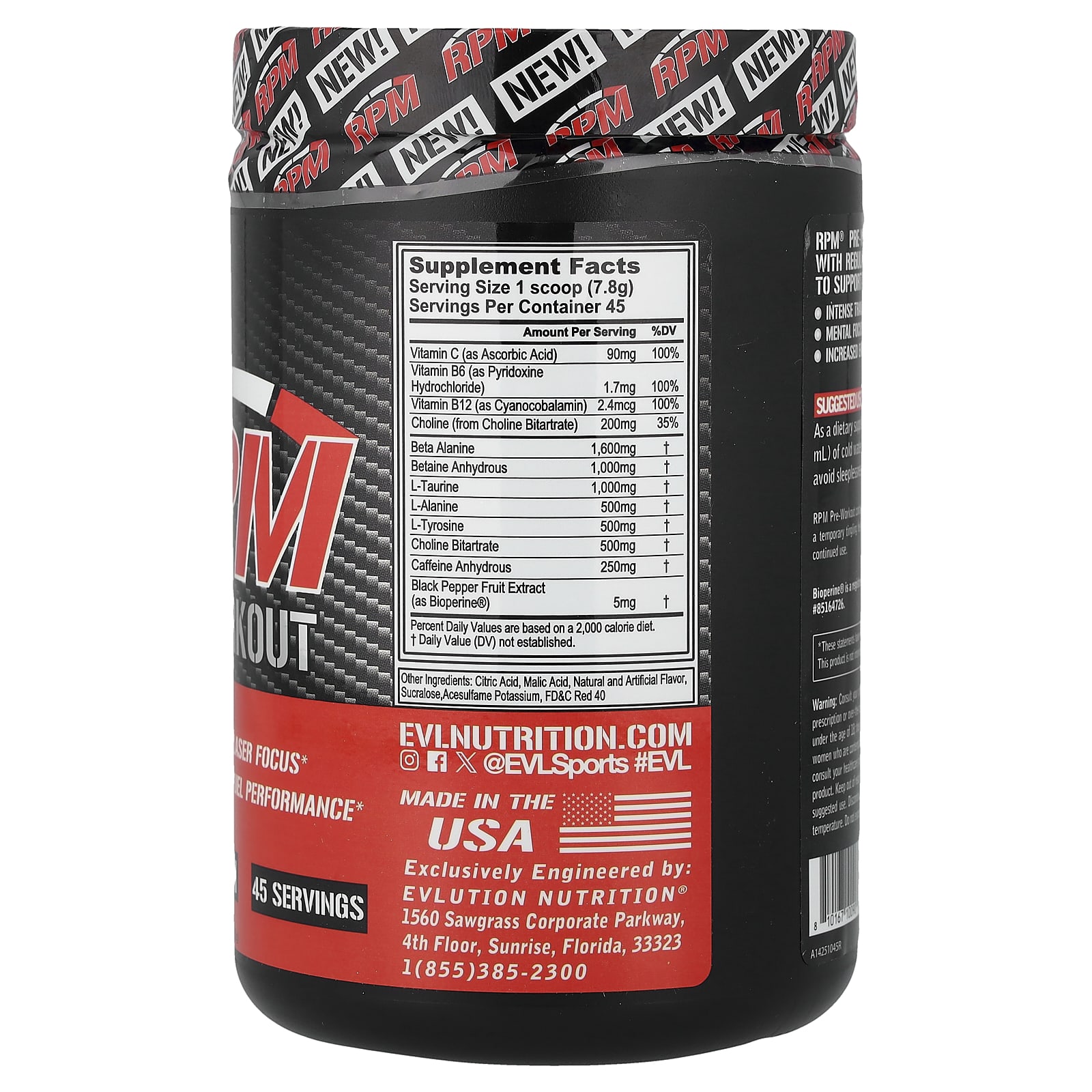 EVLution Nutrition RPM Pre-Workout – Tropical Punch – 351 g — photo 2 sur 2
