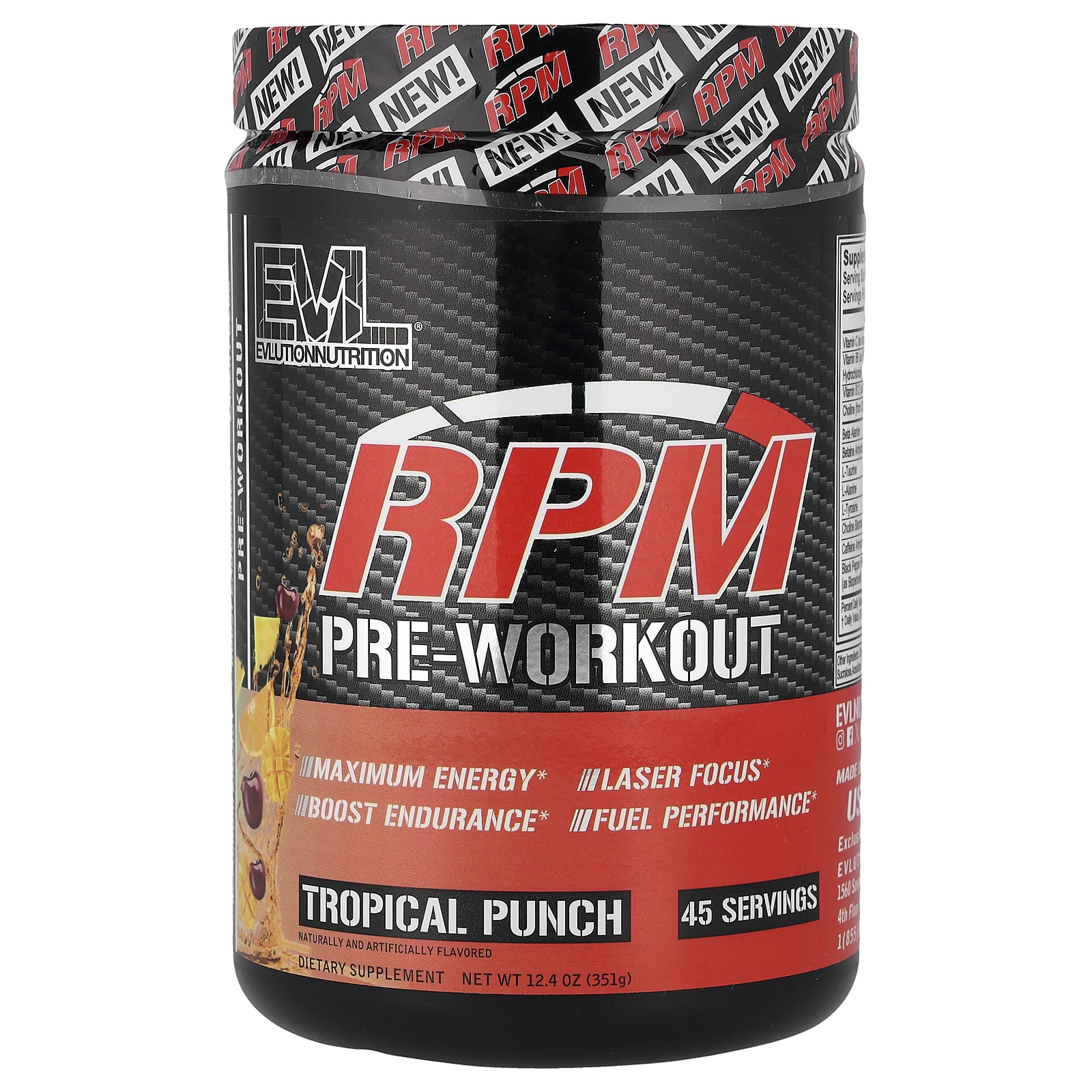 EVLution Nutrition RPM Pre-Workout – Tropical Punch – 351 g — Tunisie