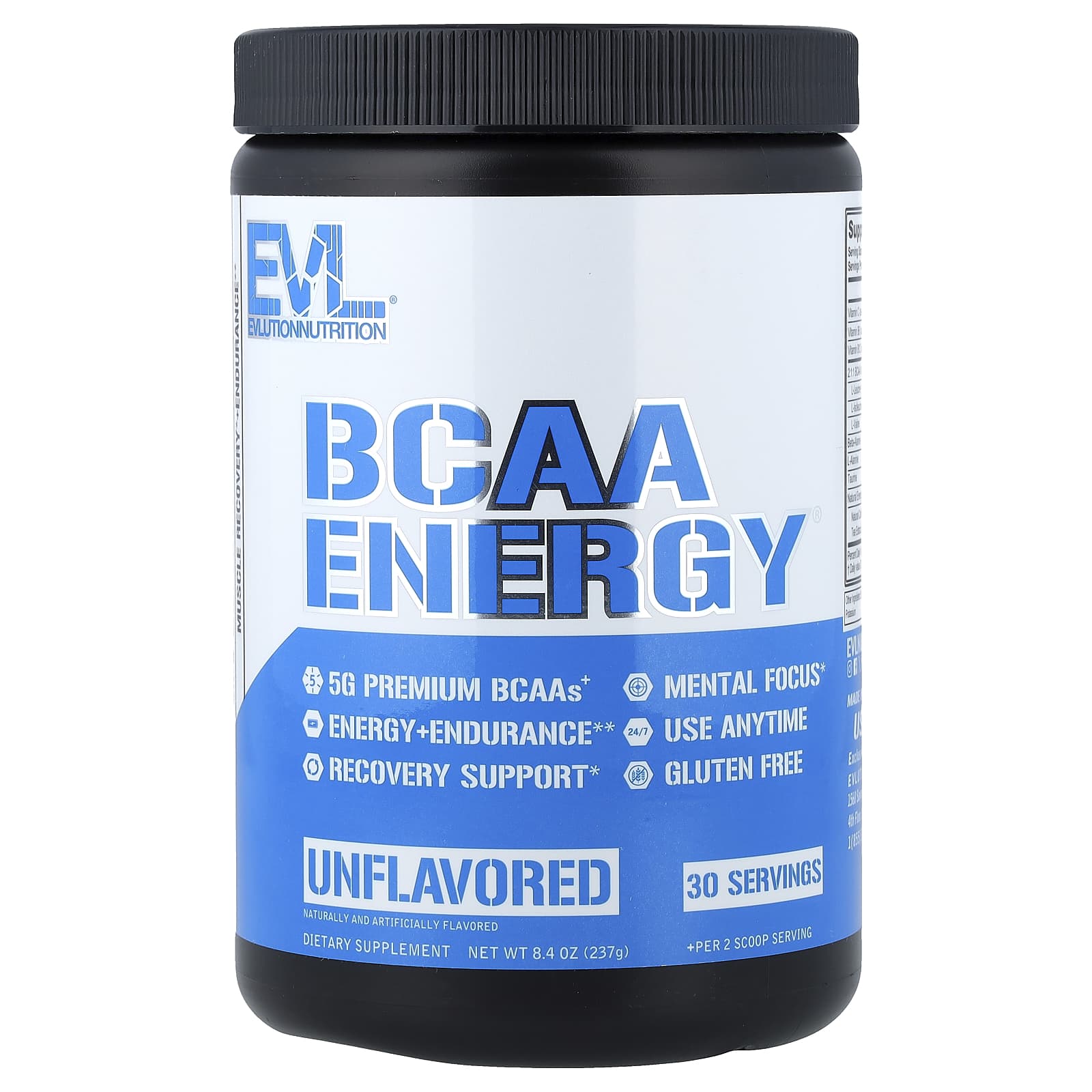 EVLution Nutrition BCAA Energy – Sans arôme – 237 g — Tunisie