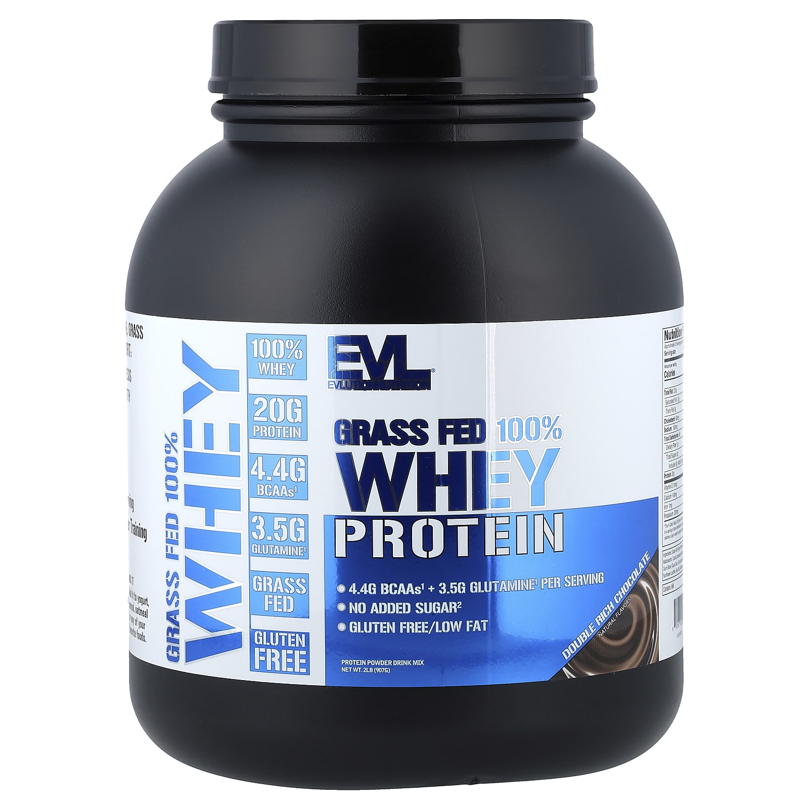 EVLution Nutrition Grass-Fed 100% Whey Protein – Double Rich Chocolate – 907 g — Tunisie