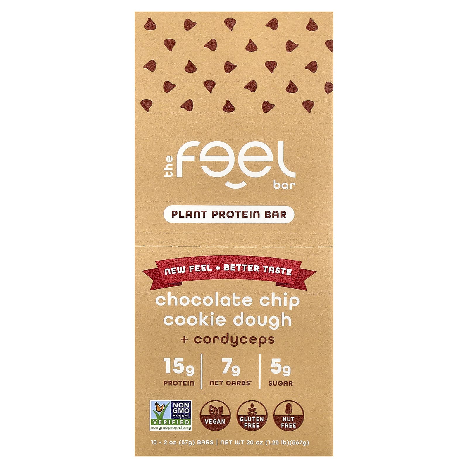 The Feel Bar Plant Protein Bars – Chocolate Chip Cookie Dough + Cordyceps – 57 g — Tunisie