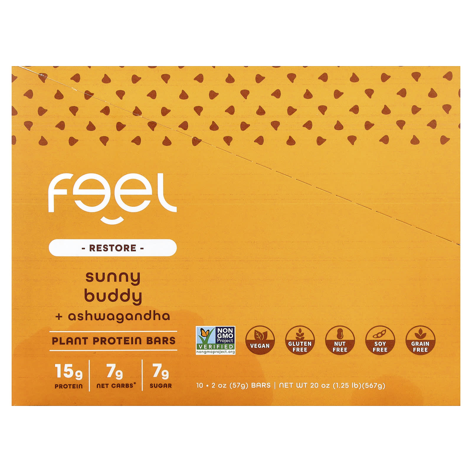 The Feel Bar Restore, Plant Protein Bars, Sunny Buddy + Ashwagandha – 57 g — Tunisie