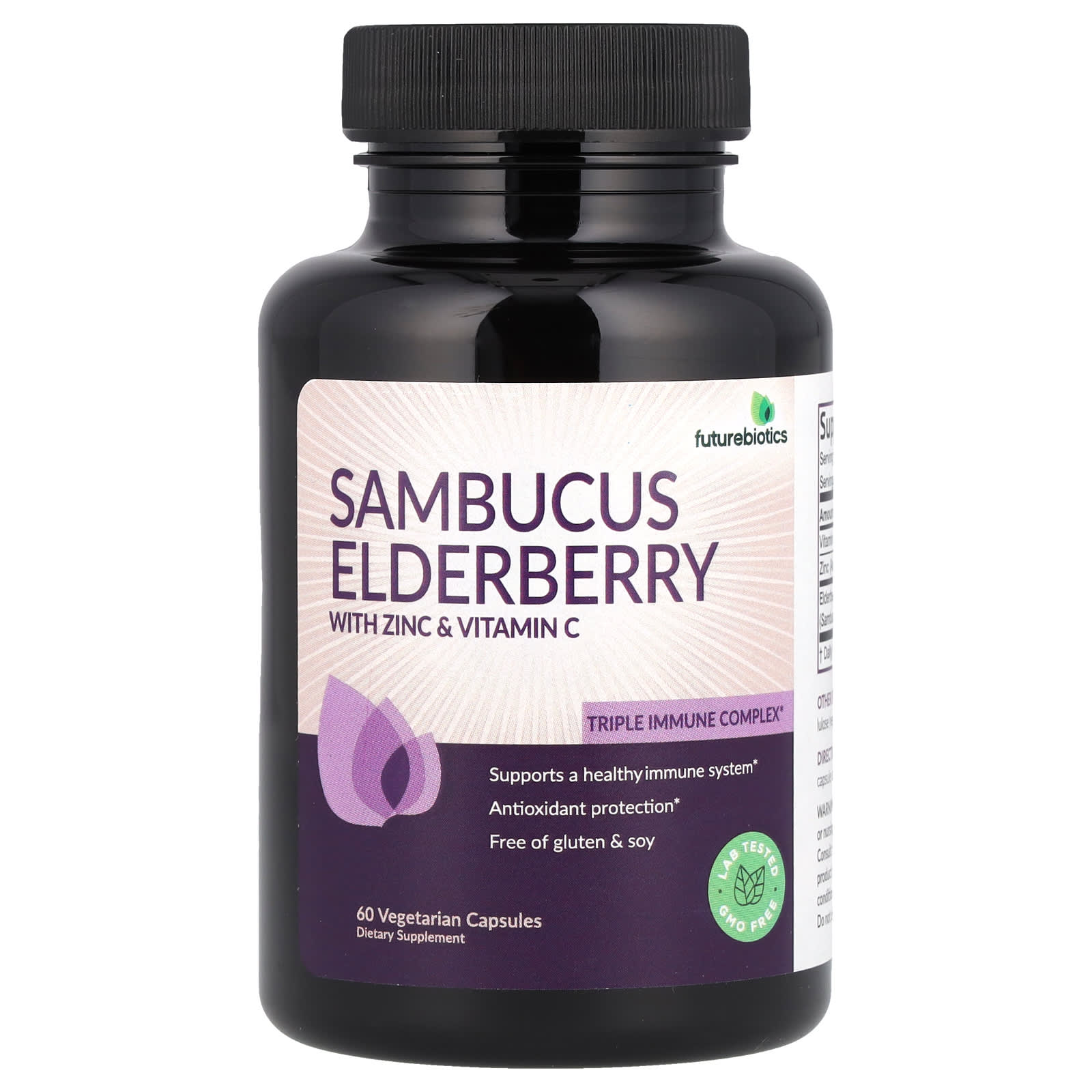 Futurebiotics Sambucus Elderberry with Zinc & Vitamin C – Sambucus Elderberry with Zinc & Vitamin C – 60 gélules végétales — Tunisie