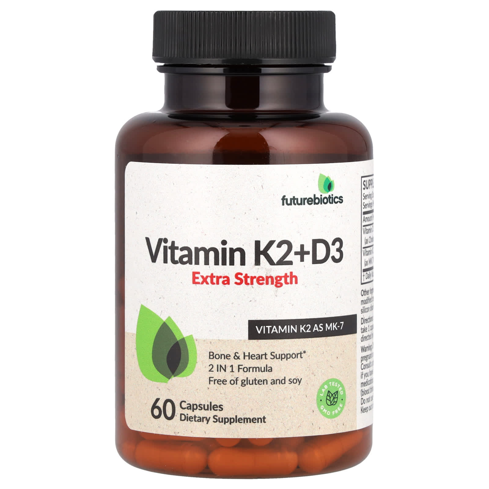 Futurebiotics Vitamin K2 + D3, Extra Strength – 60 gélules — Tunisie