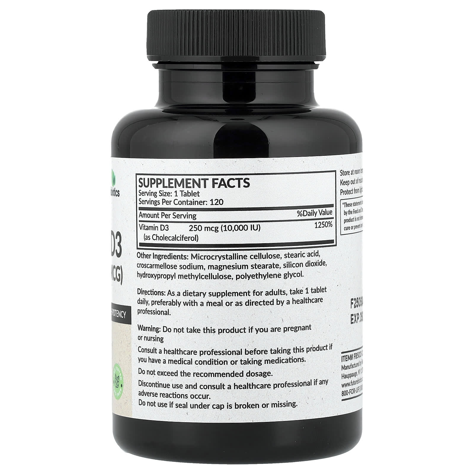 Futurebiotics Vitamin D3 – 120 comprimés — photo 2 sur 2