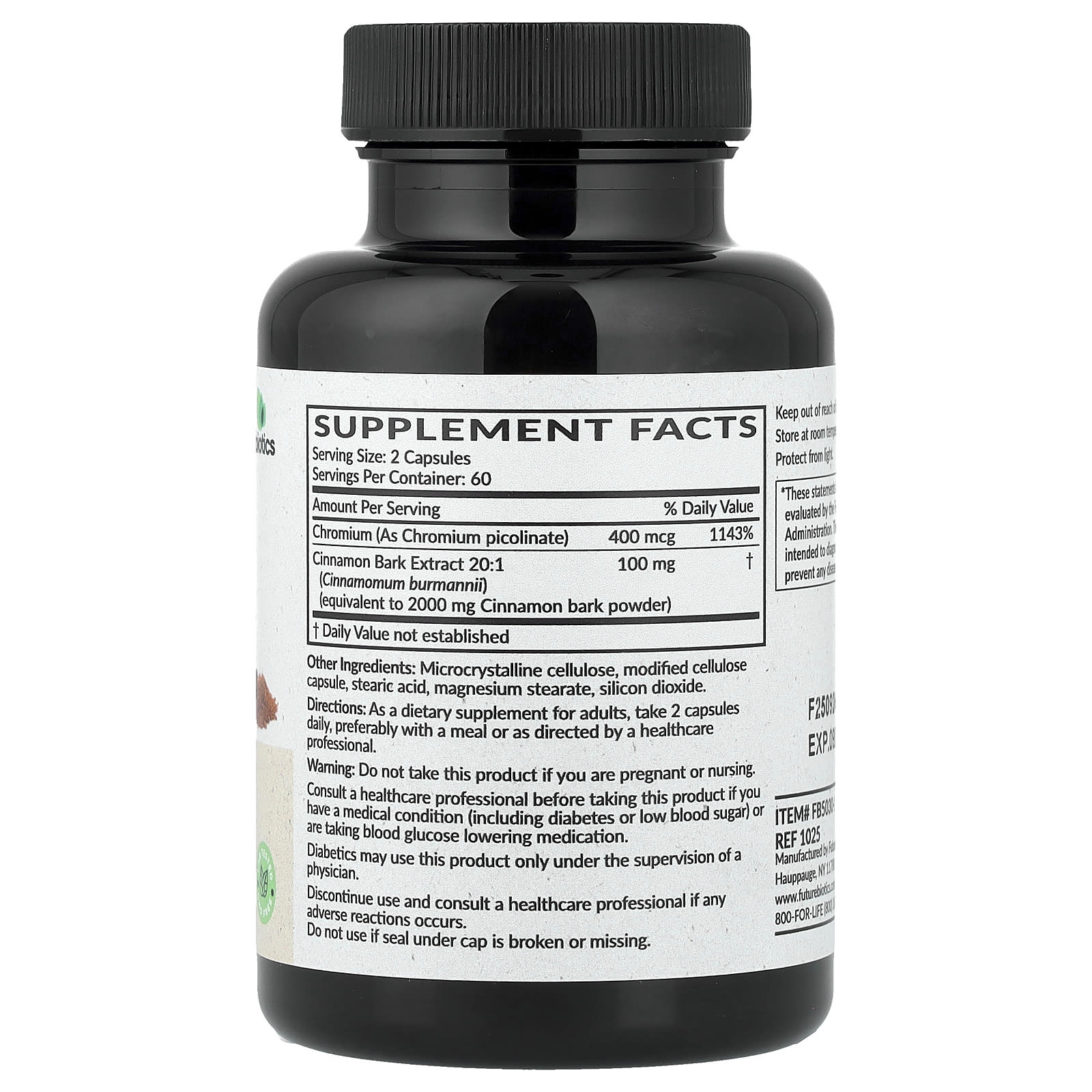 Futurebiotics Cinnamon Plus Chromium Picolinate – Cinnamon Plus Chromium Picolinate – 120 gélules végétales — photo 2 sur 2
