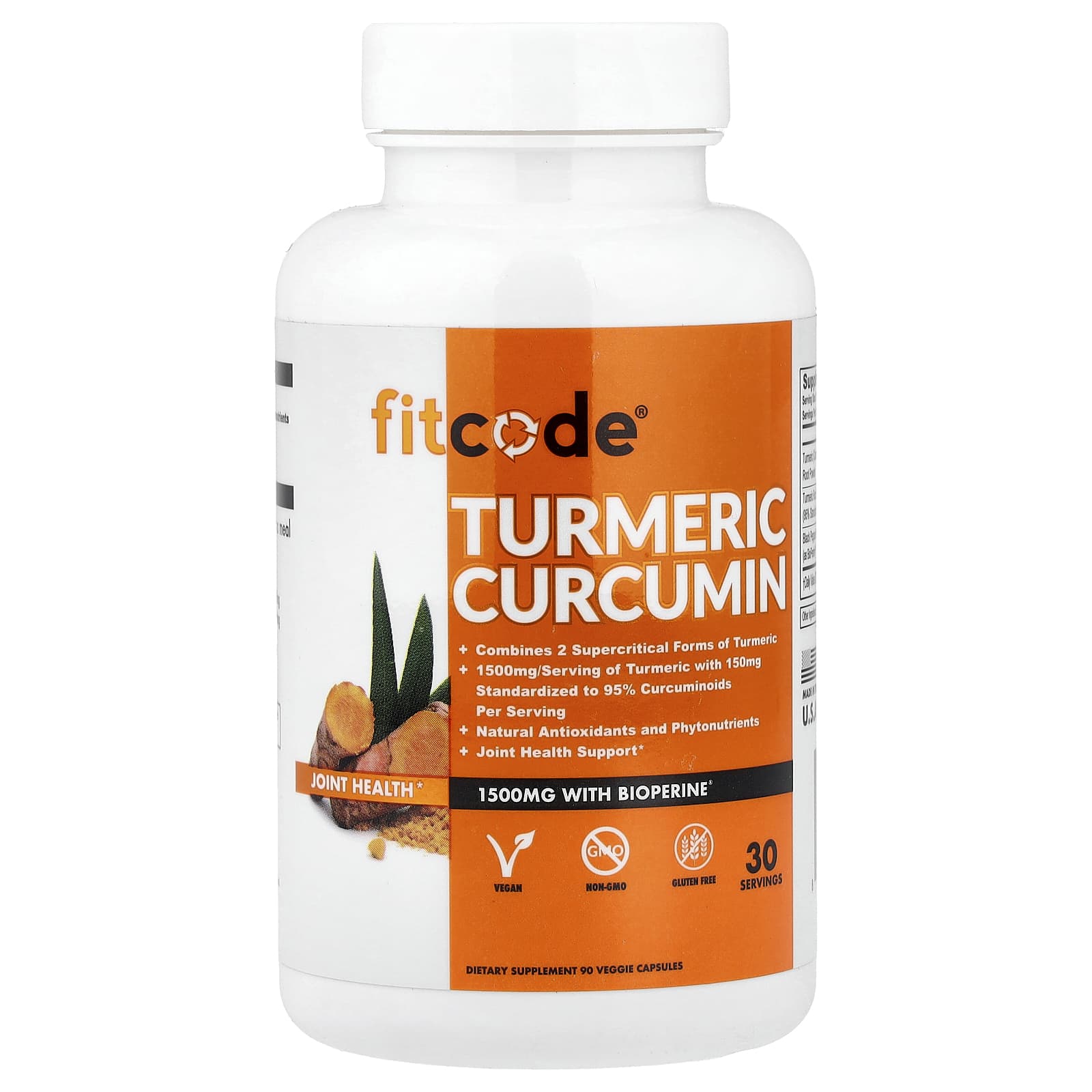 fitcode Turmeric Curcumin – 90 gélules végétales — Tunisie