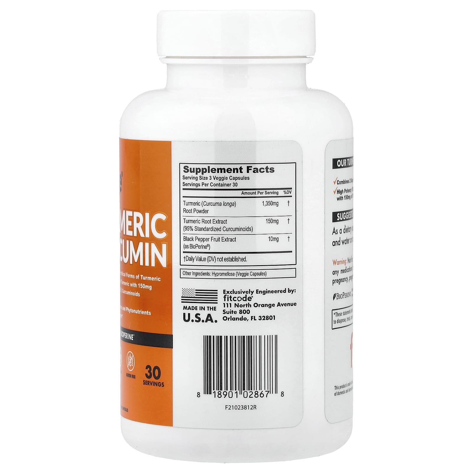 fitcode Turmeric Curcumin – 90 gélules végétales — photo 2 sur 2
