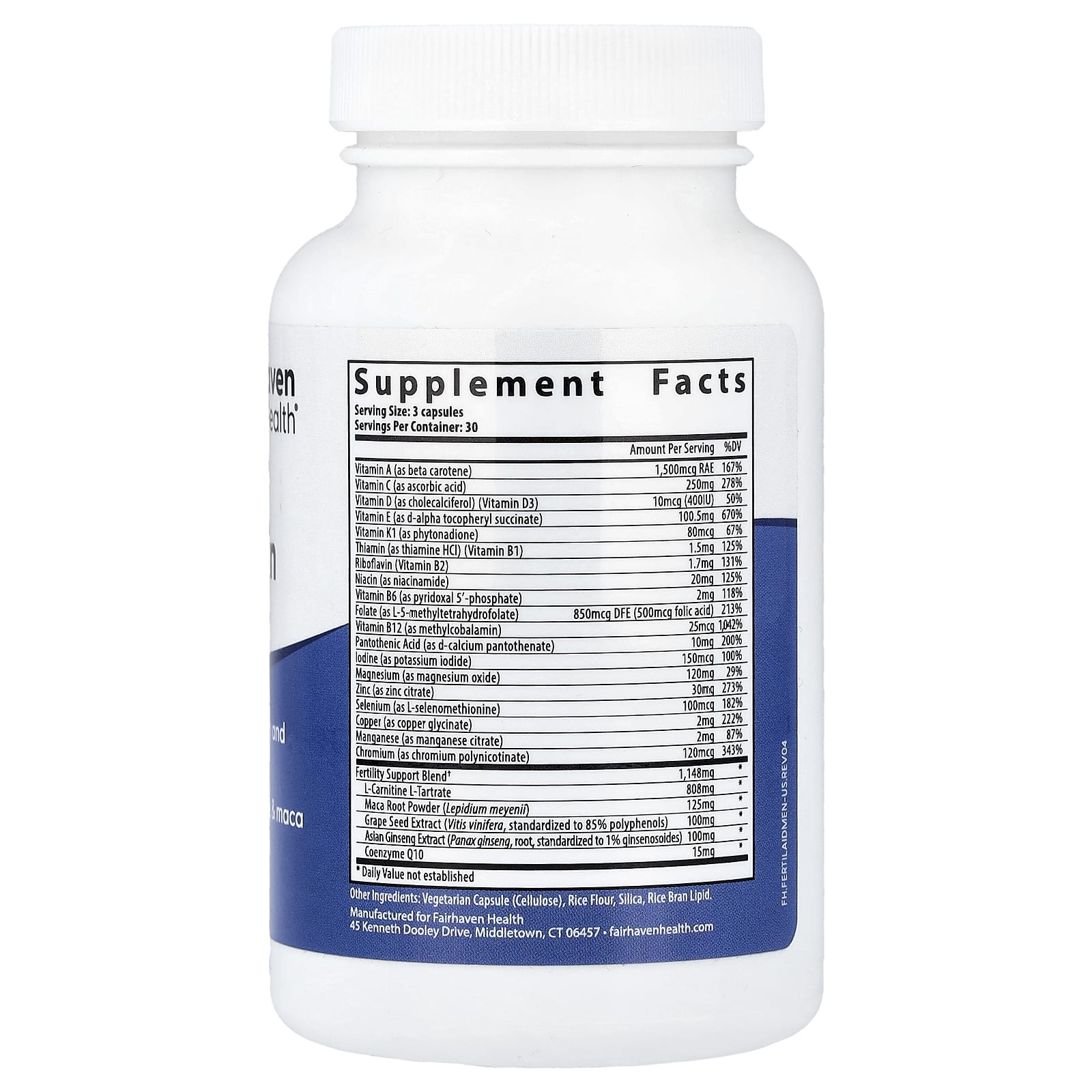 Fairhaven Health FertilAid Multivitamin for Men – 90 gélules — photo 2 sur 2
