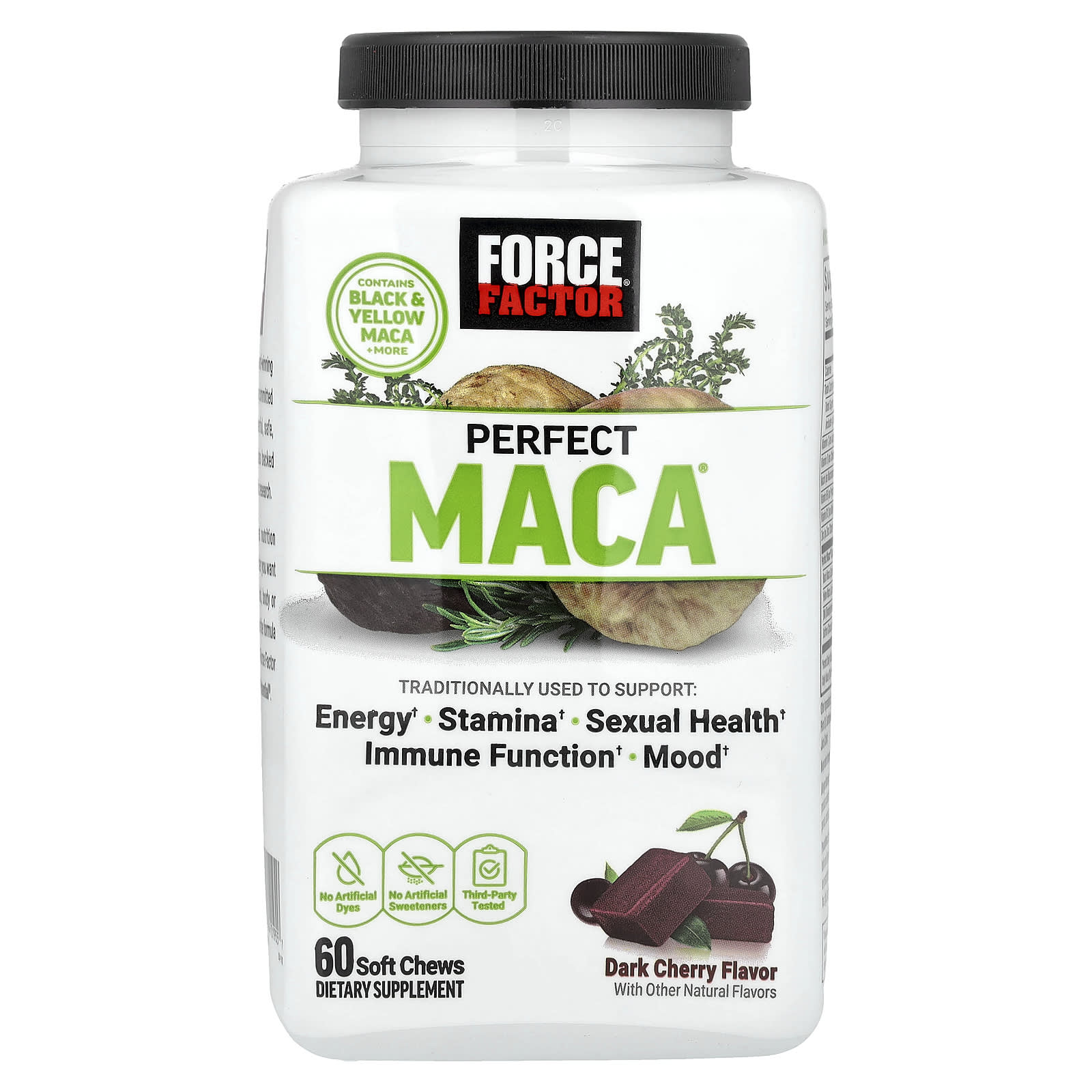 Force Factor Perfect Maca, 60 Soft Chews – Dark Cherry — Tunisie